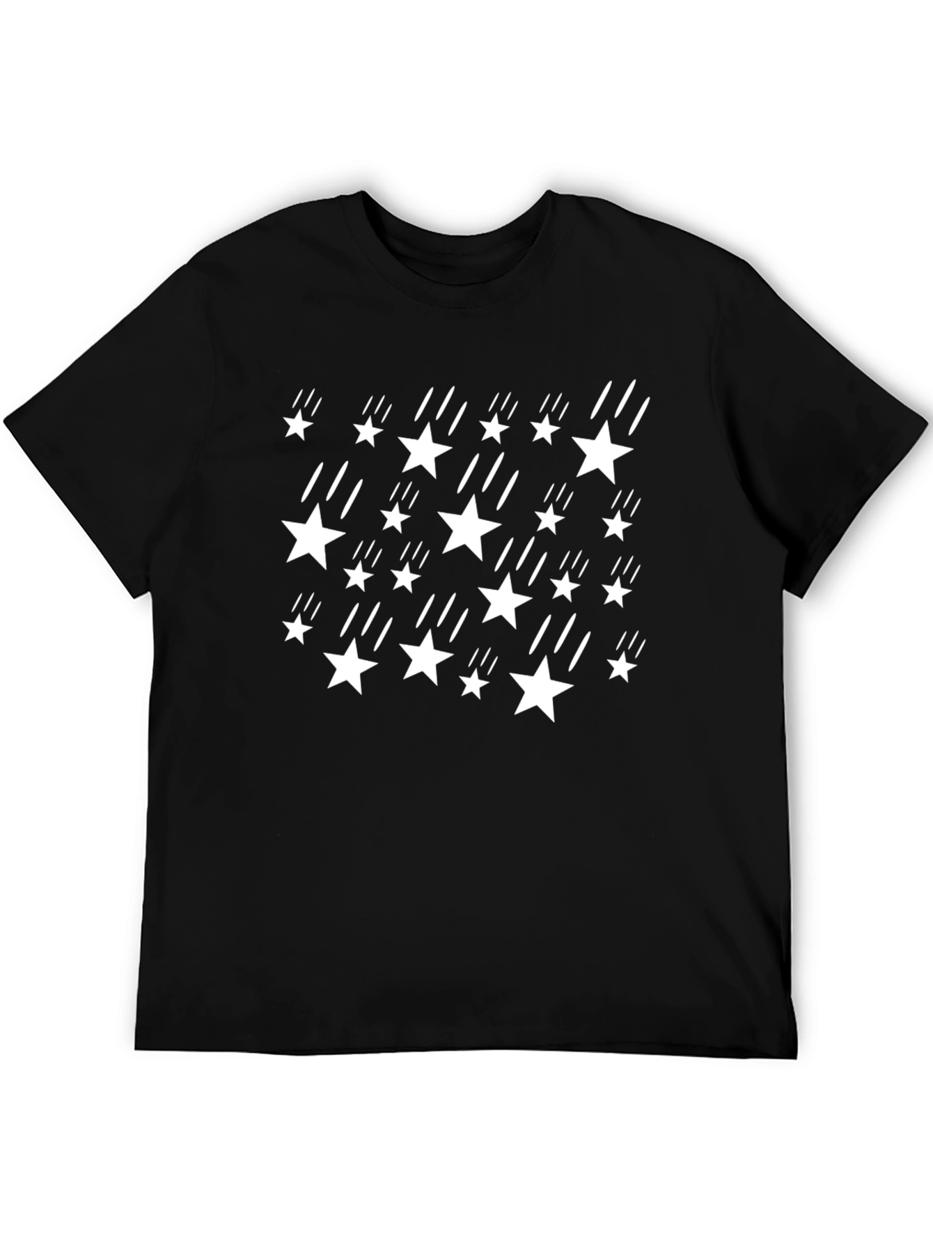 Stylish Black T-Shirt with White Star & Streak Design