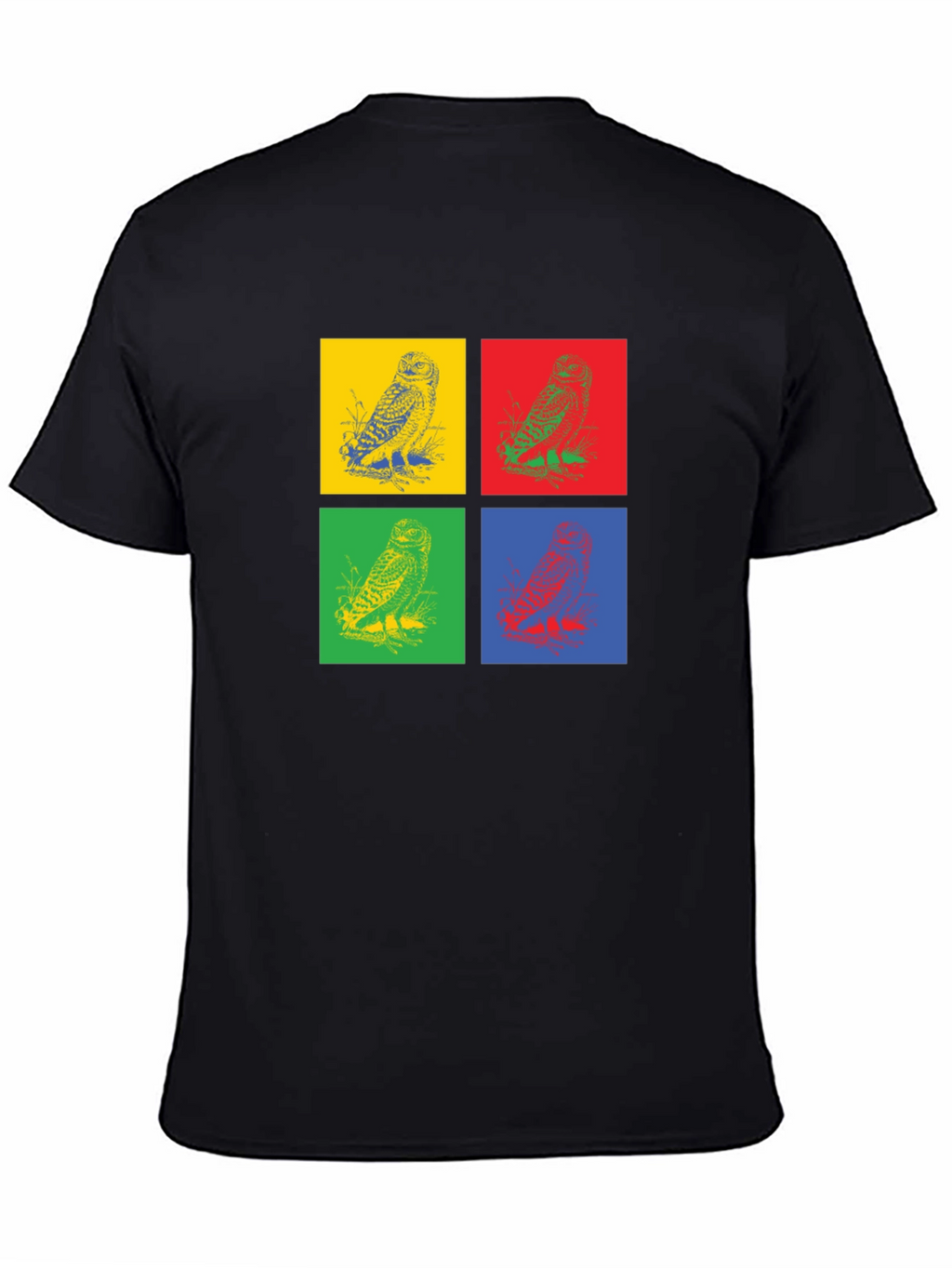 Owl Pop Art Graphic Black T-Shirt