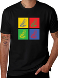 Owl Pop Art Graphic Black T-Shirt