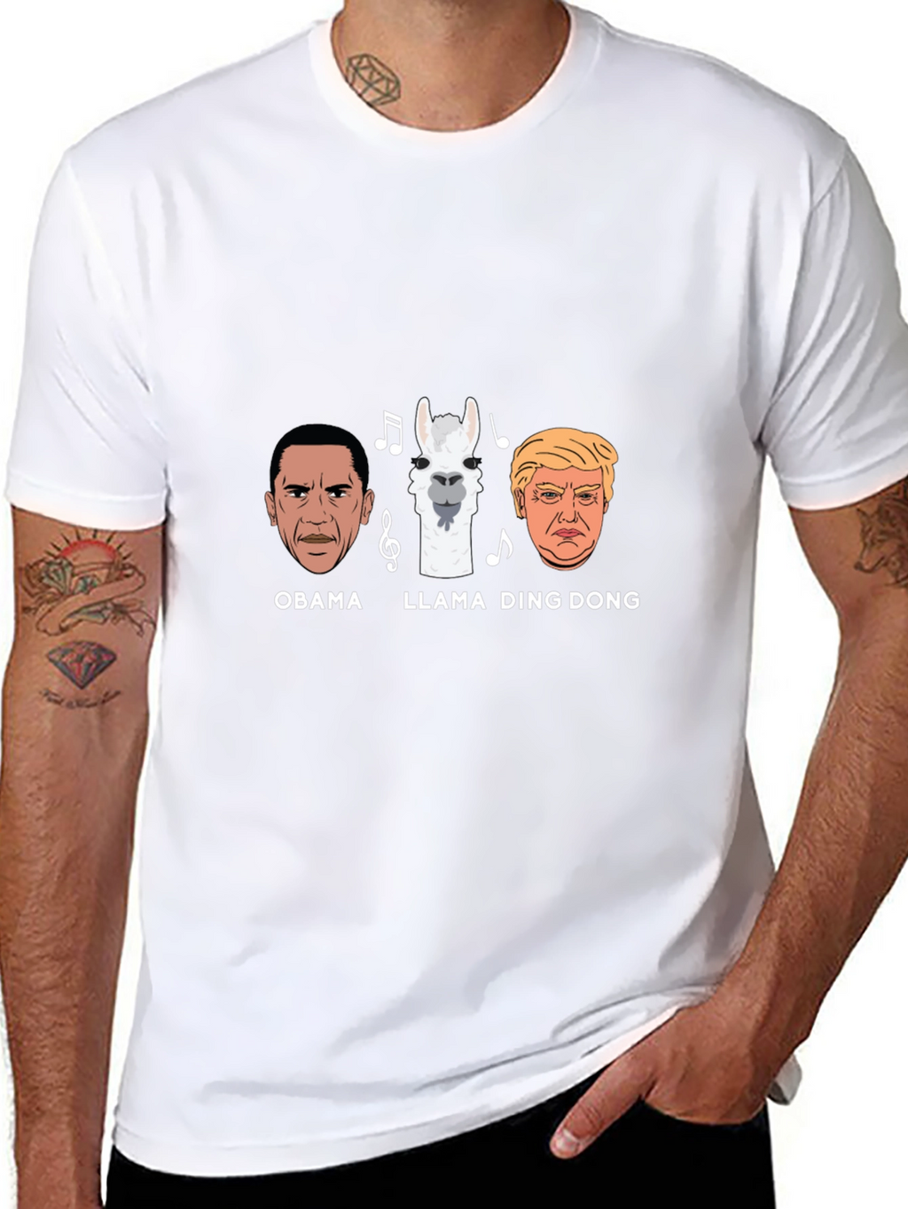 Obama Llama Ding Dong Black T-Shirt