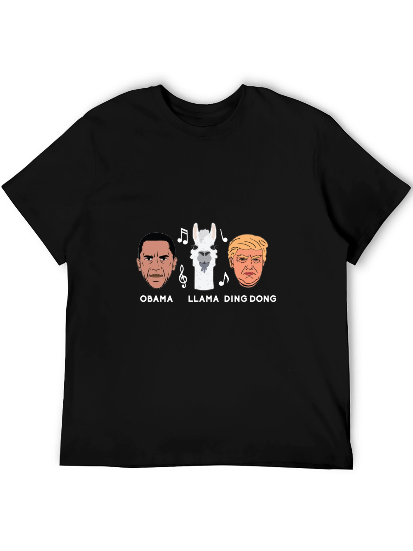Obama Llama Ding Dong Black T-Shirt