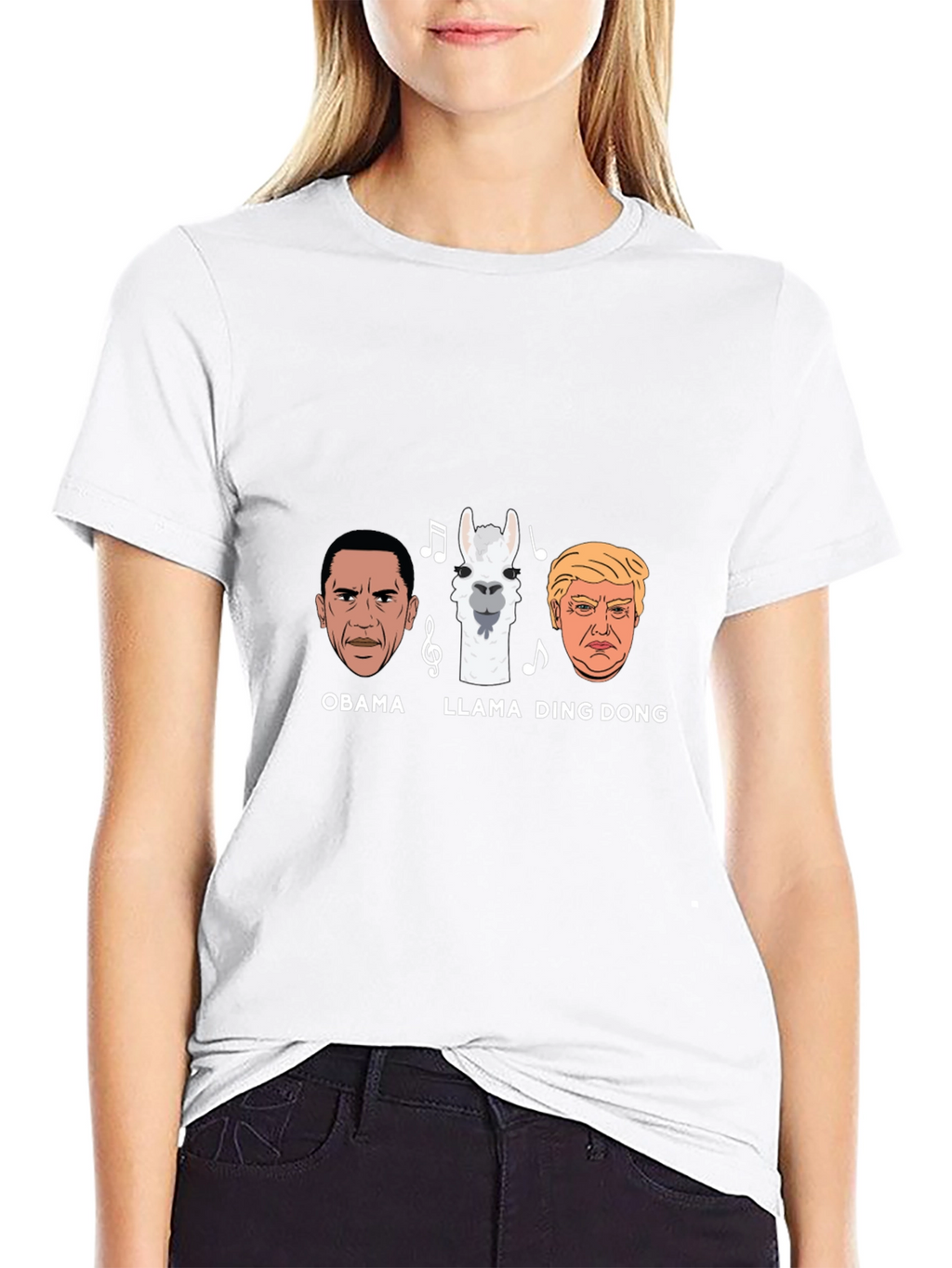 Obama Llama Ding Dong Black T-Shirt