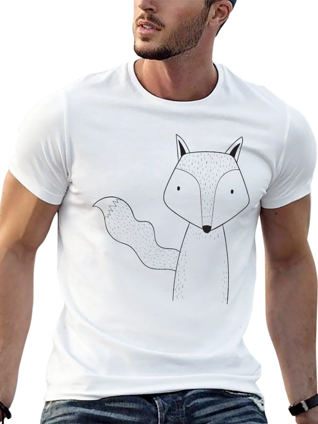Fox Graphic Tee - Soft Black Cotton T-Shirt