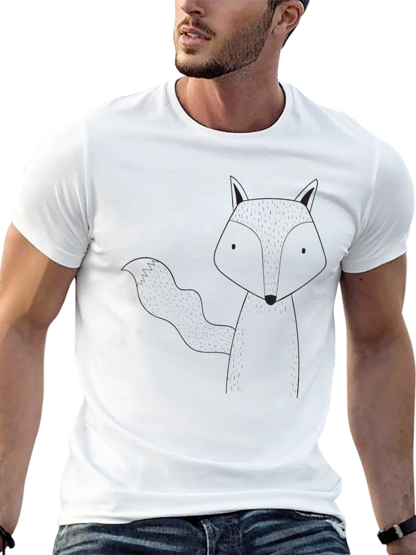 Fox Graphic Tee - Soft Black Cotton T-Shirt
