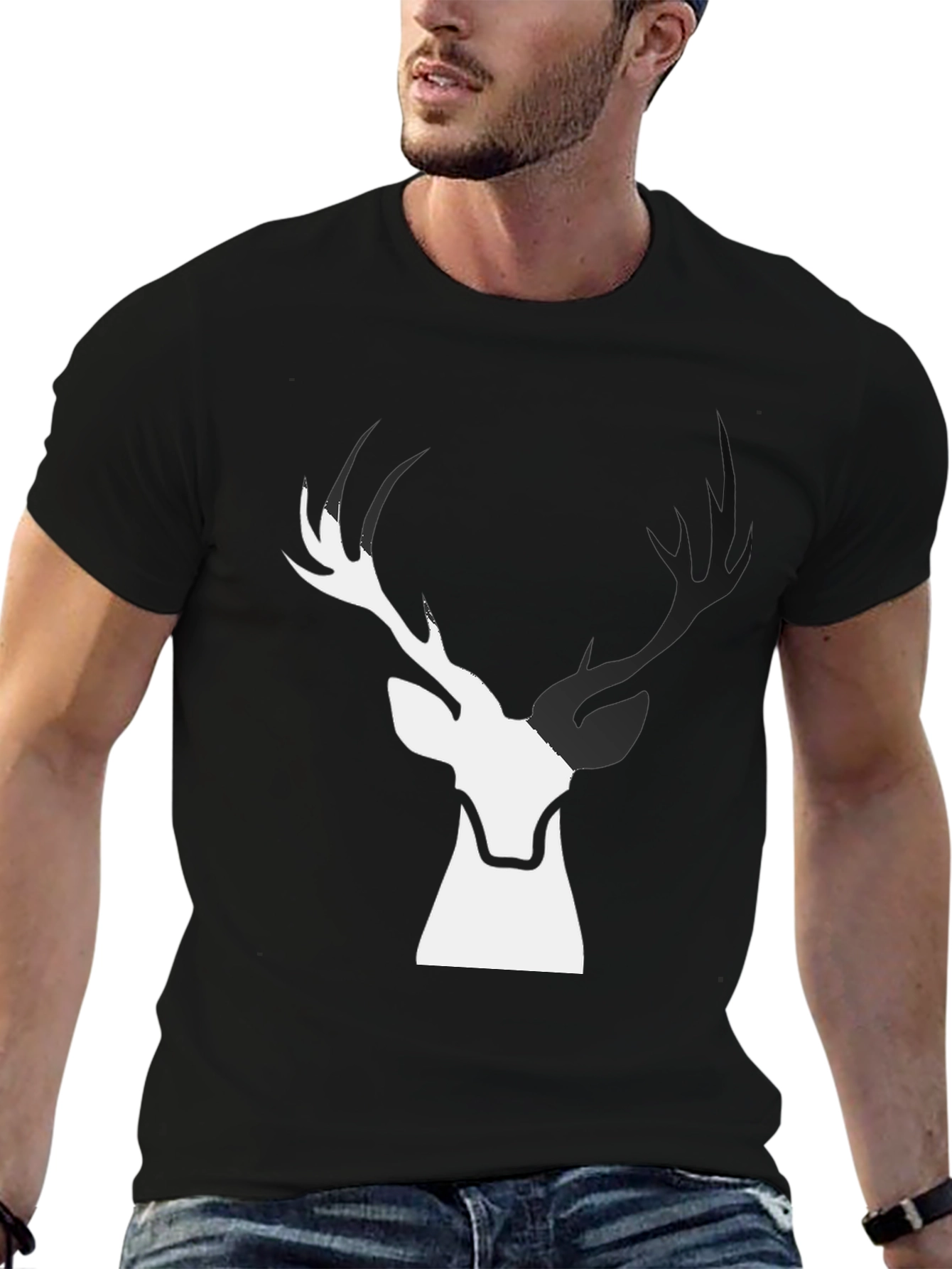 Deer Graphic Black T-Shirt