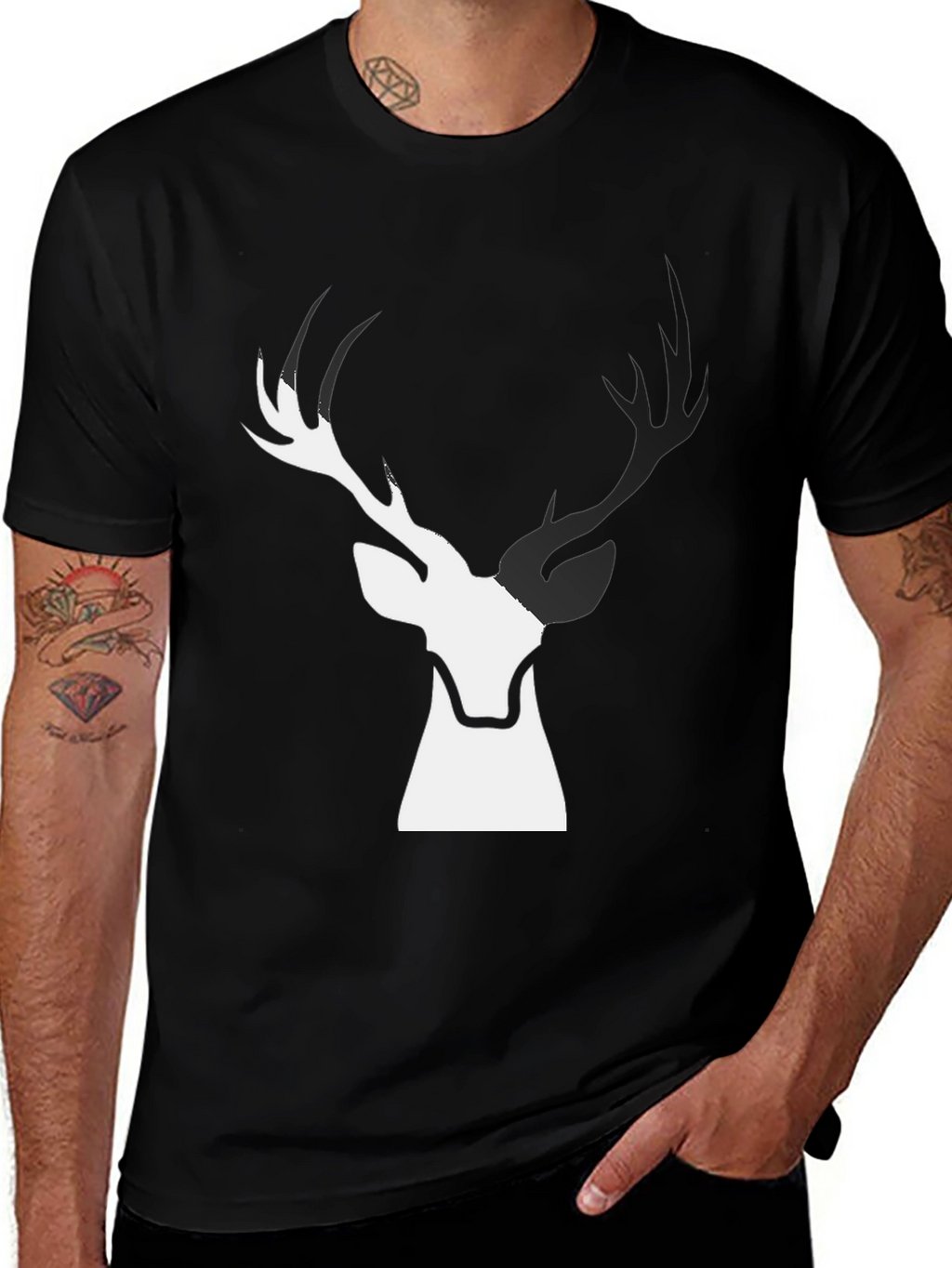 Deer Graphic Black T-Shirt