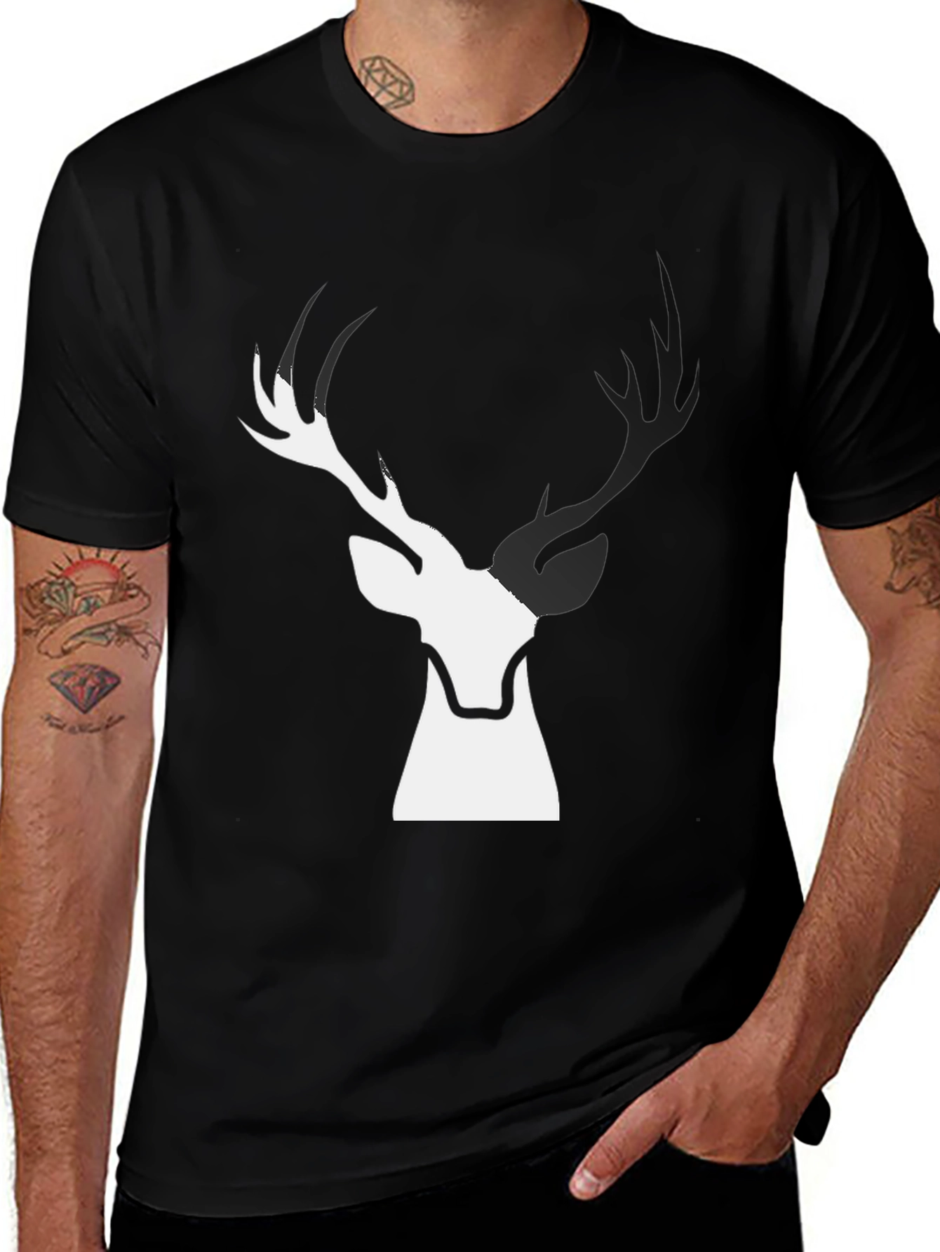 Deer Graphic Black T-Shirt