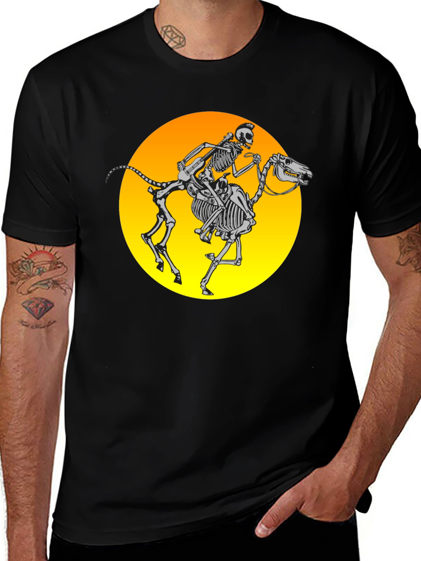 Skeleton Rider Graphic Tee - Black