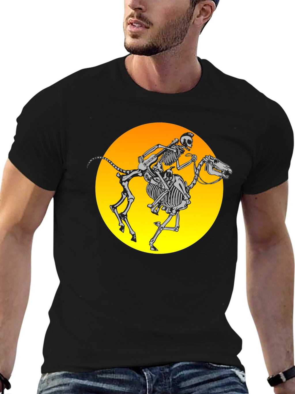 Skeleton Rider Graphic Tee - Black