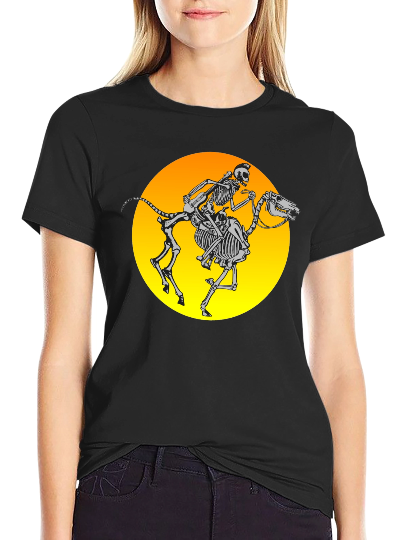 Skeleton Rider Graphic Tee - Black