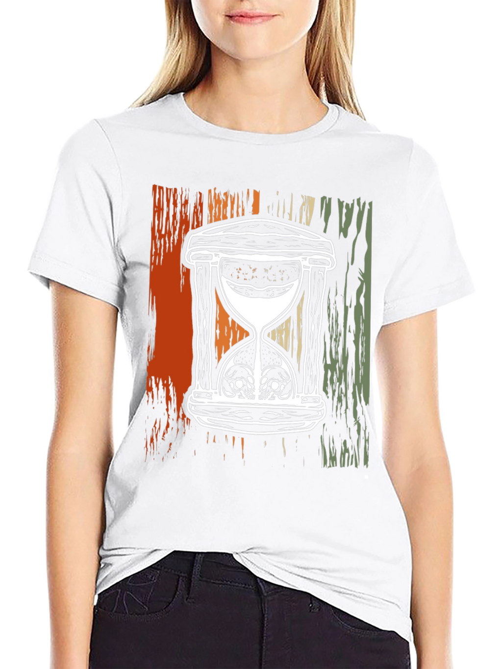 Skull Hourglass Graphic T-Shirt - Deathly Time