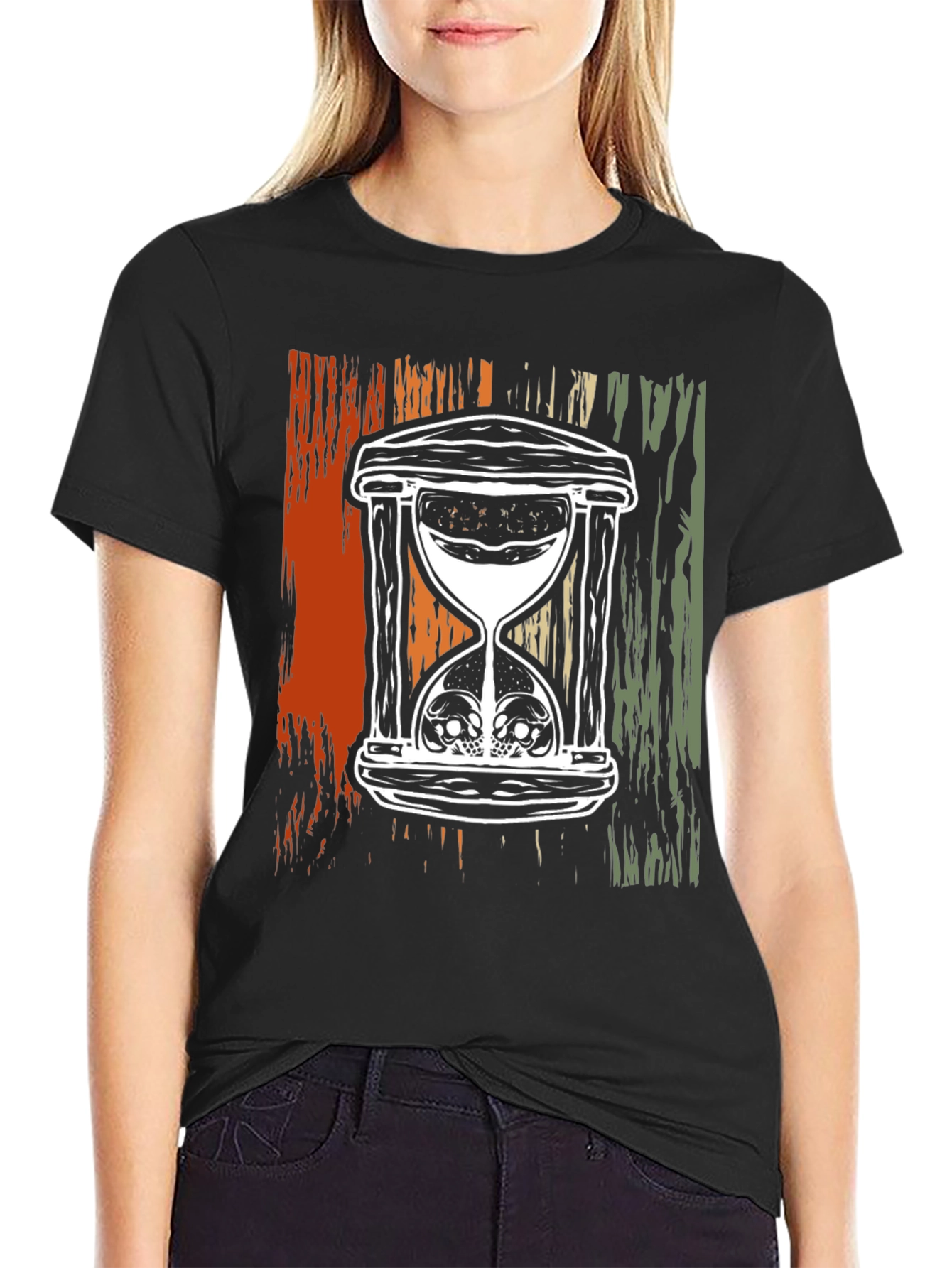 Skull Hourglass Graphic T-Shirt - Deathly Time
