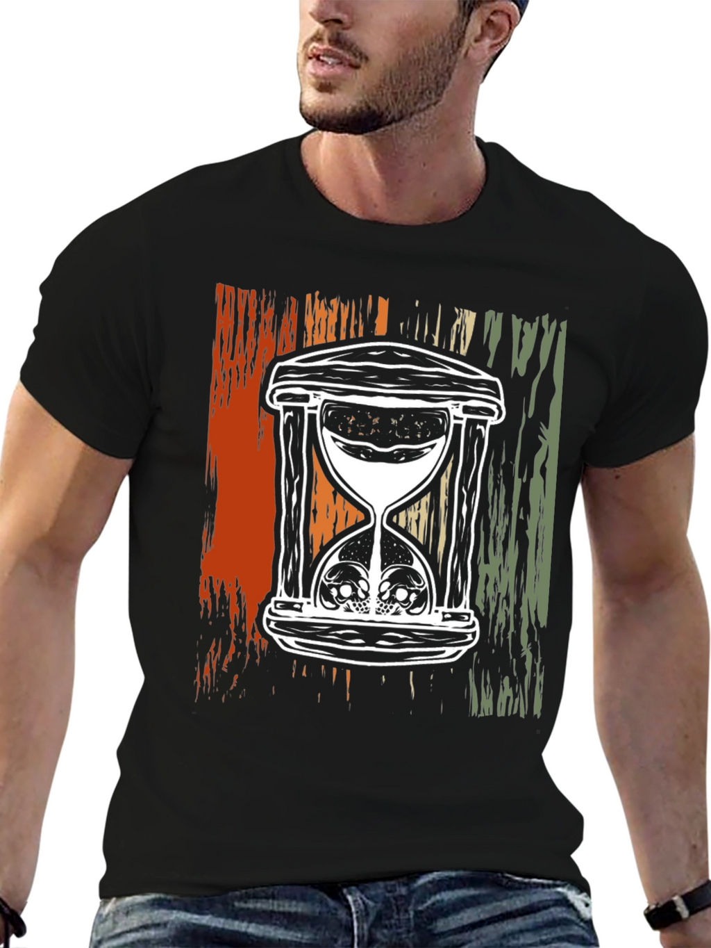 Skull Hourglass Graphic T-Shirt - Deathly Time