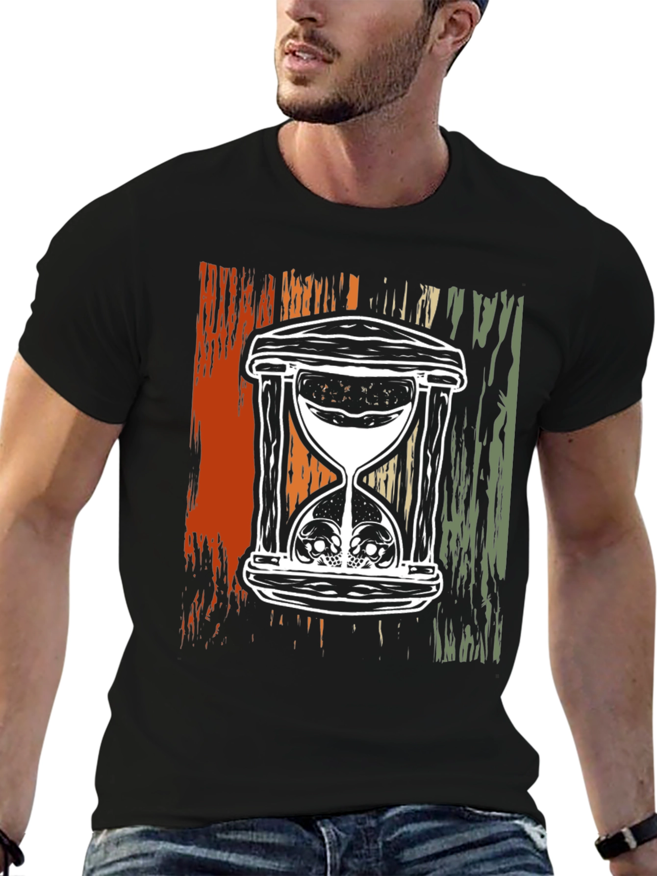 Skull Hourglass Graphic T-Shirt - Deathly Time