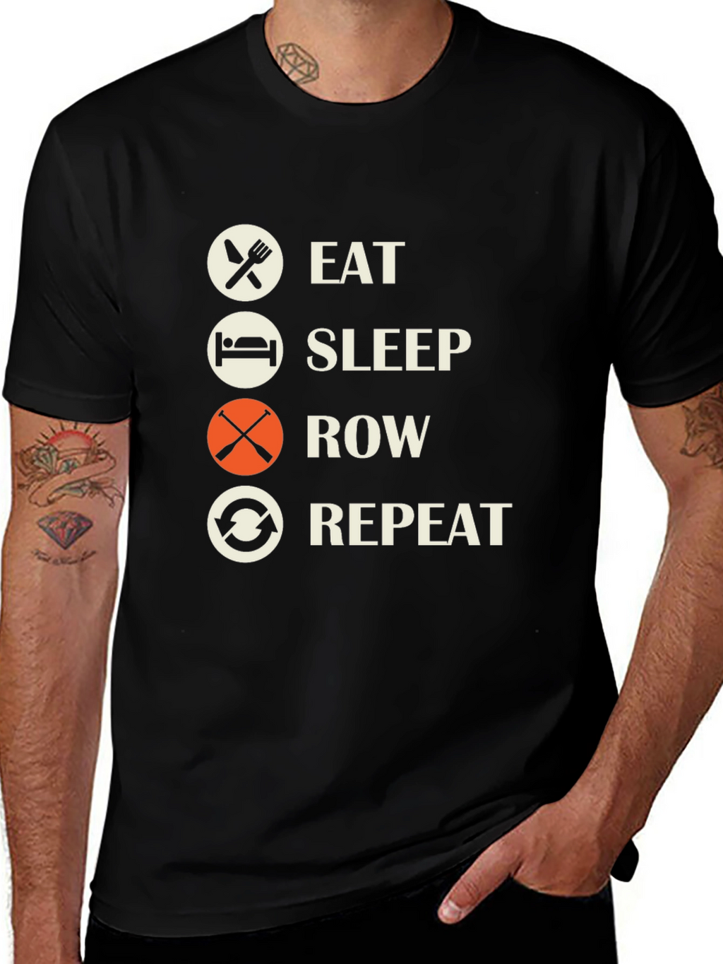 Eat Sleep Row Repeat Black T-Shirt