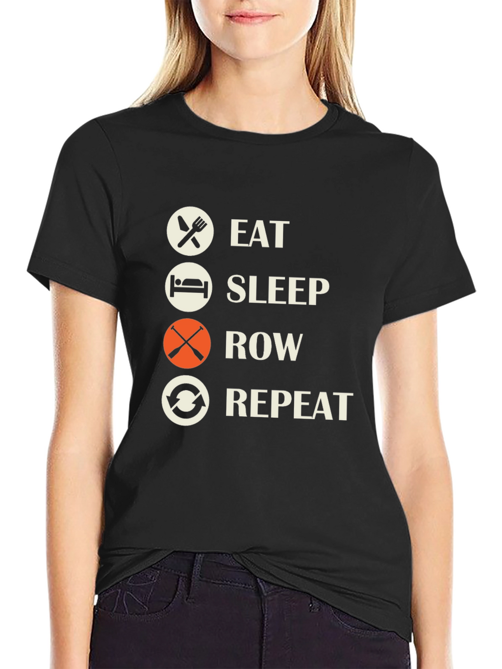 Eat Sleep Row Repeat Black T-Shirt