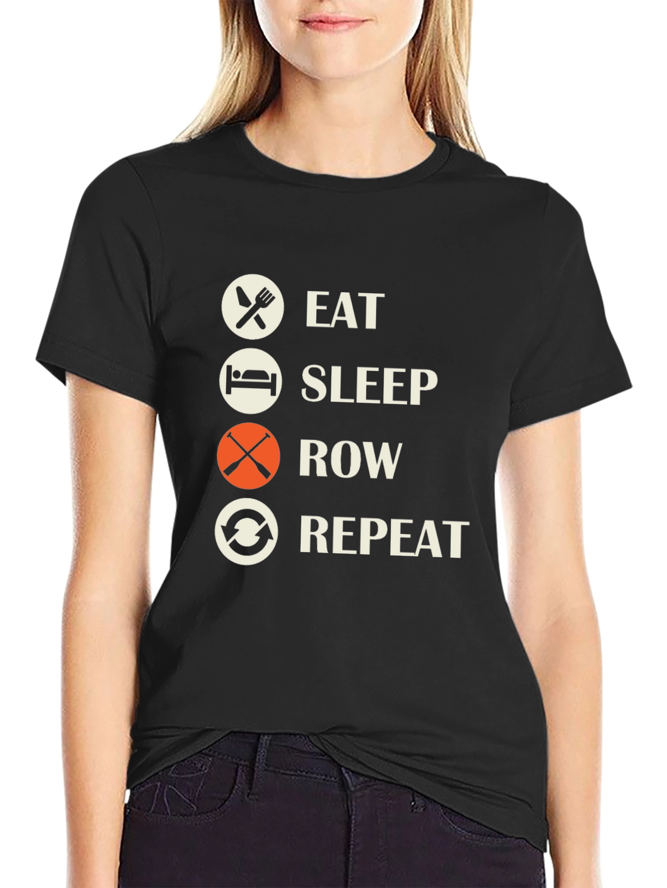 Eat Sleep Row Repeat Black T-Shirt
