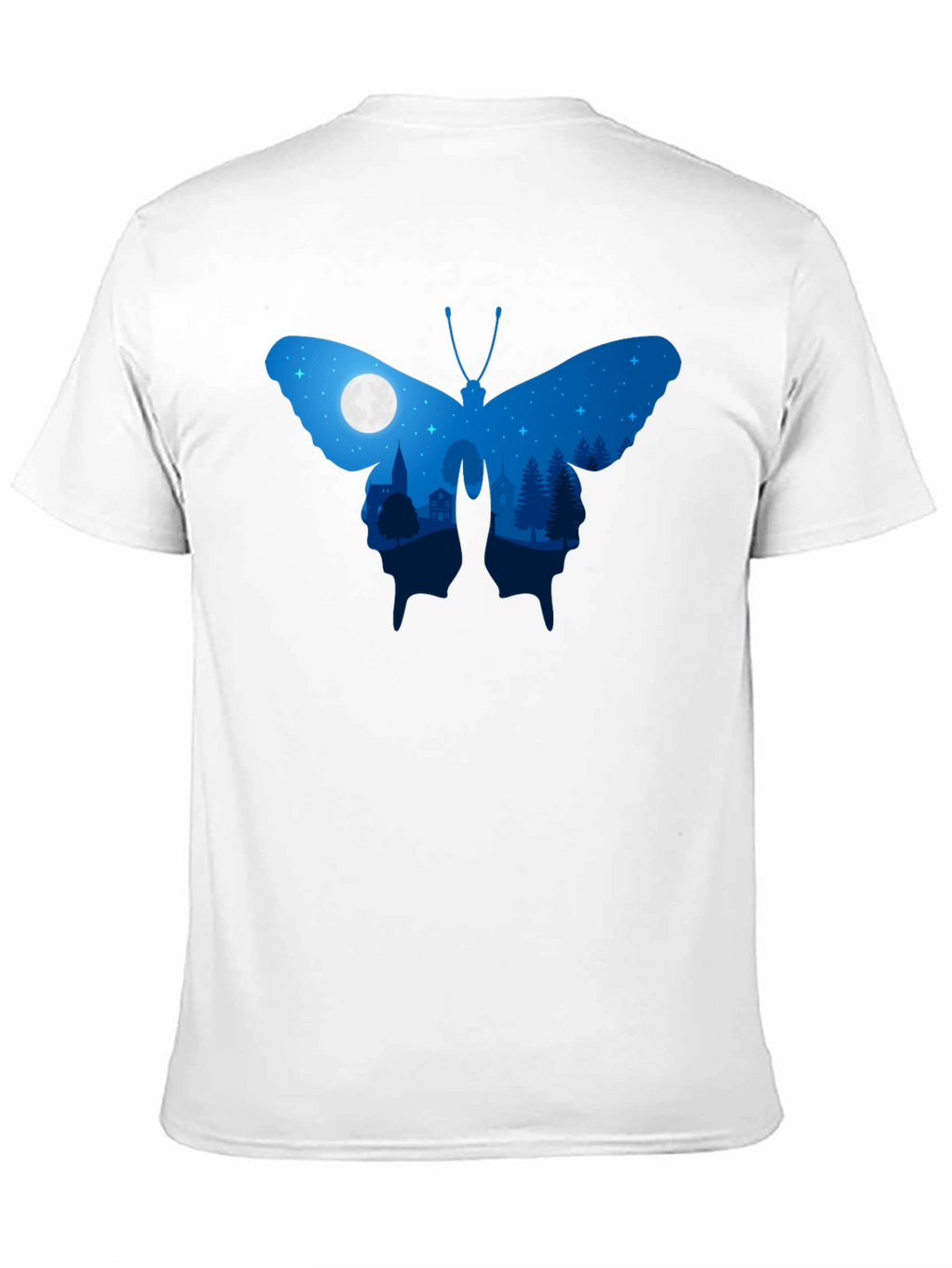 Butterfly Nightscape Graphic Tee - Black Cotton Blend