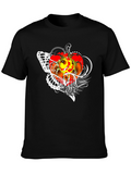 Graphic Print Black T-Shirt with Butterfly Design