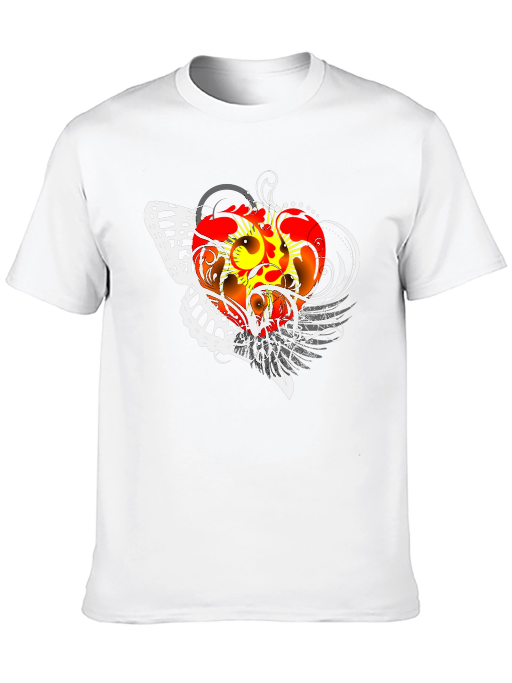 Graphic Print Black T-Shirt with Butterfly Design