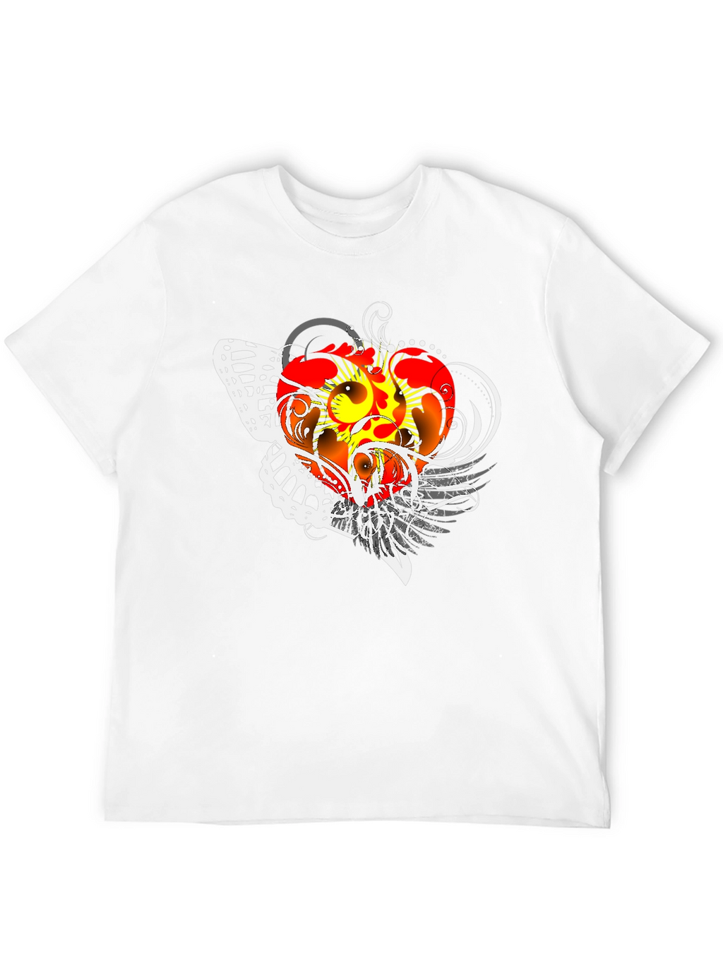 Graphic Print Black T-Shirt with Butterfly Design