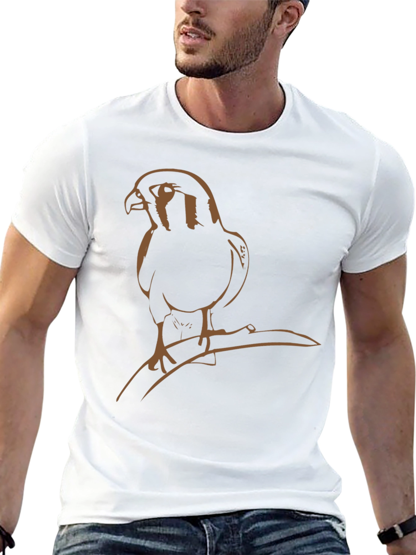 Hawk Graphic Tee - Stylish Bird Print T-Shirt