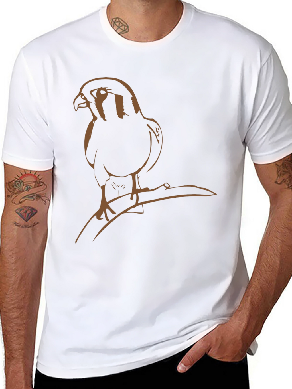Hawk Graphic Tee - Stylish Bird Print T-Shirt