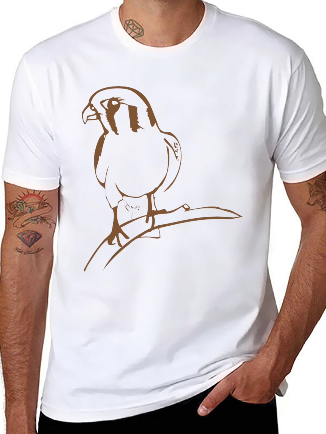 Hawk Graphic Tee - Stylish Bird Print T-Shirt