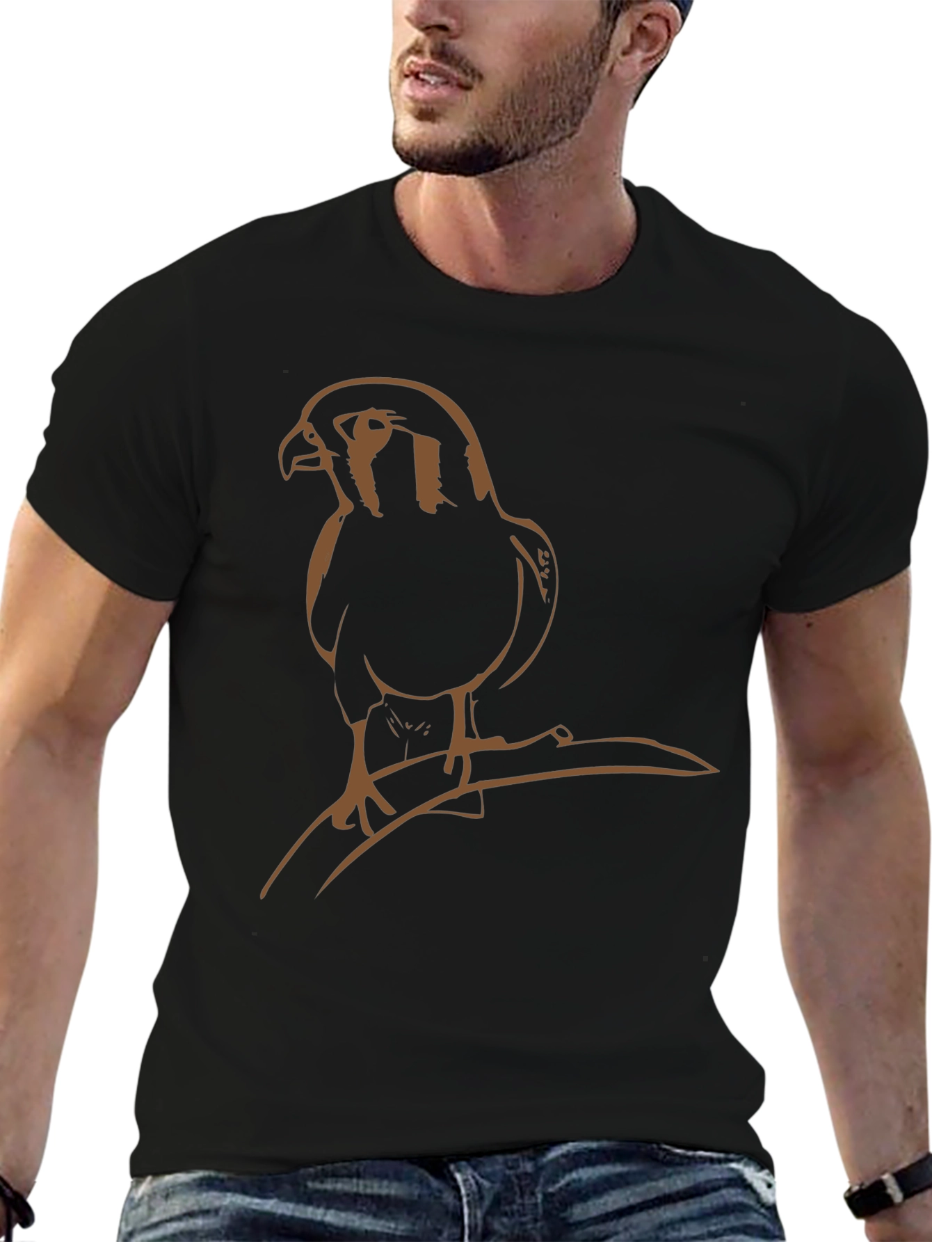 Hawk Graphic Tee - Stylish Bird Print T-Shirt