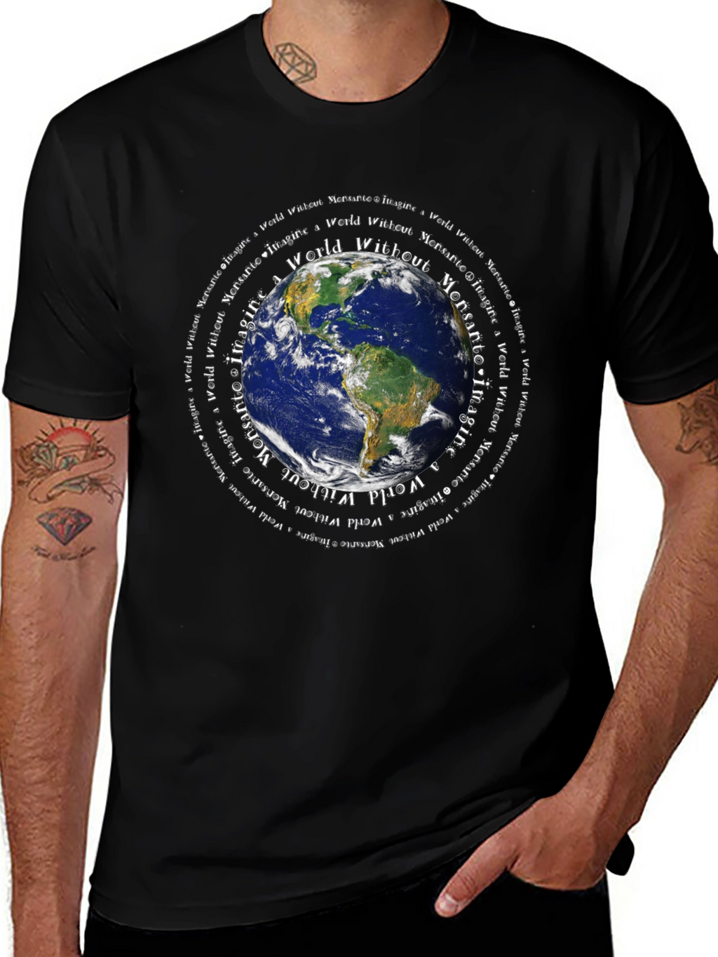 Imagine a World Without Monsanto Earth Graphic T-Shirt