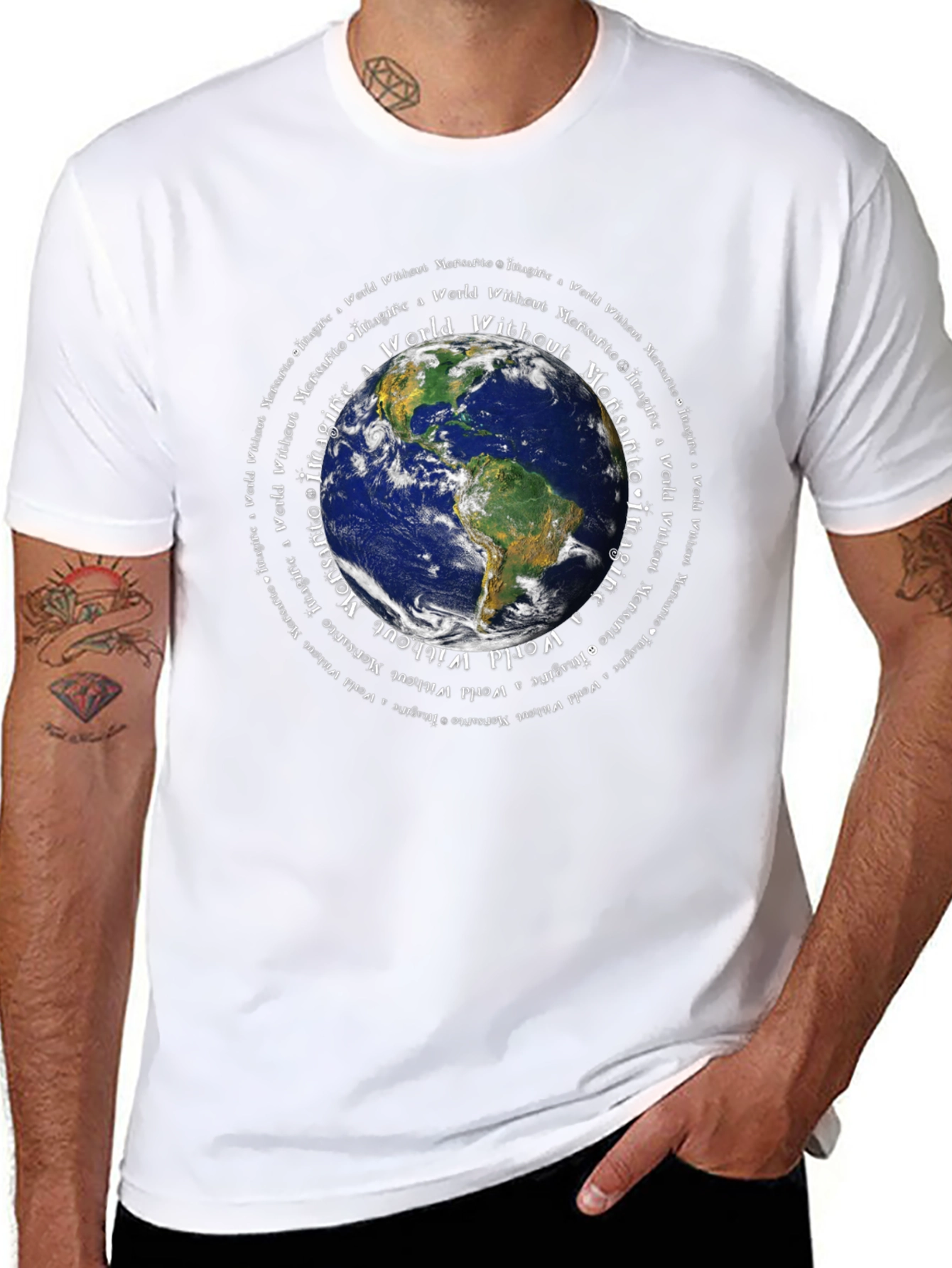 Imagine a World Without Monsanto Earth Graphic T-Shirt