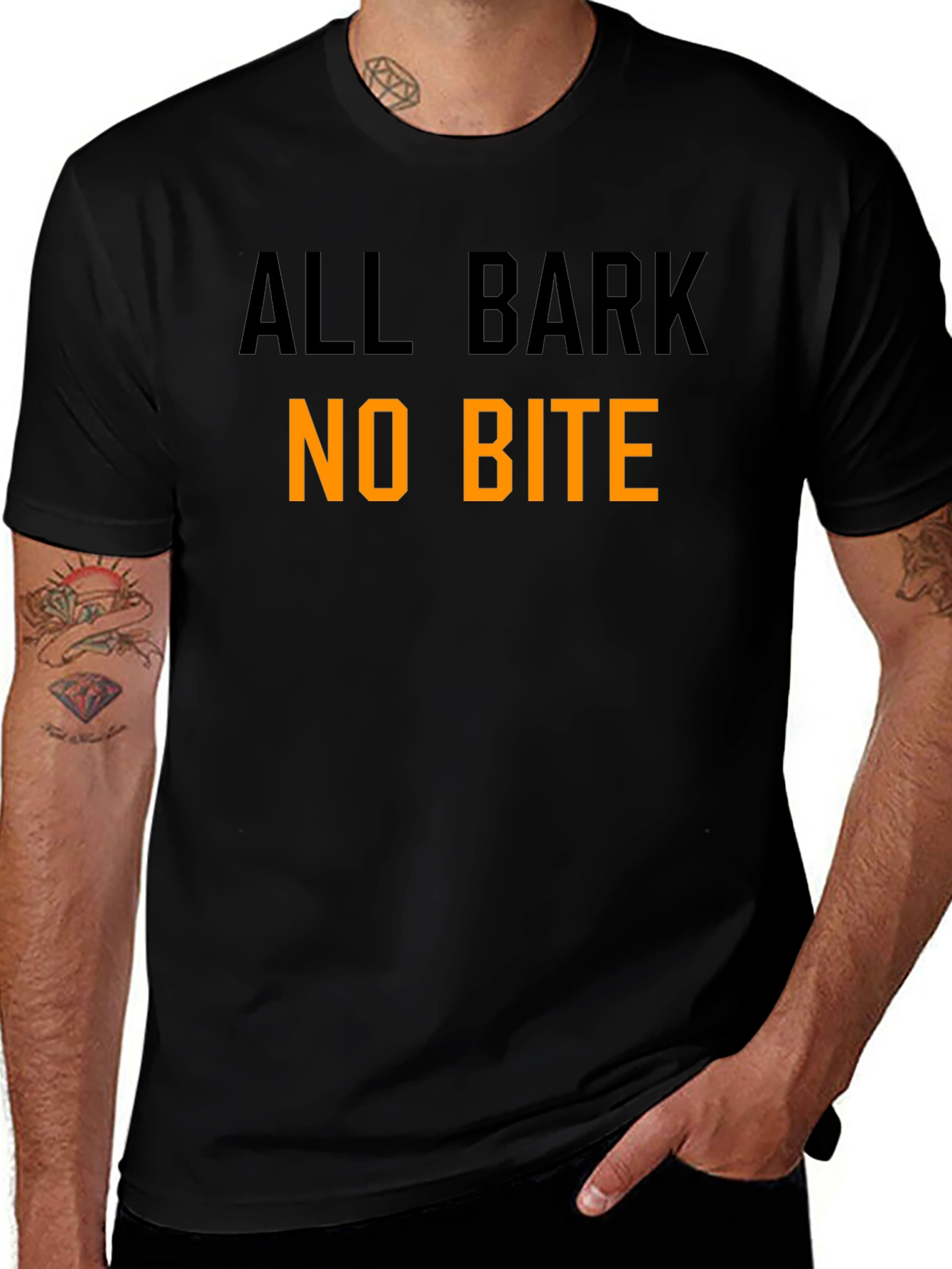 All Bark No Bite Graphic Tee - Black Cotton