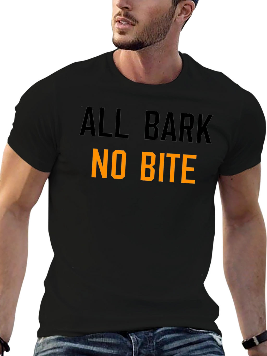 All Bark No Bite Graphic Tee - Black Cotton