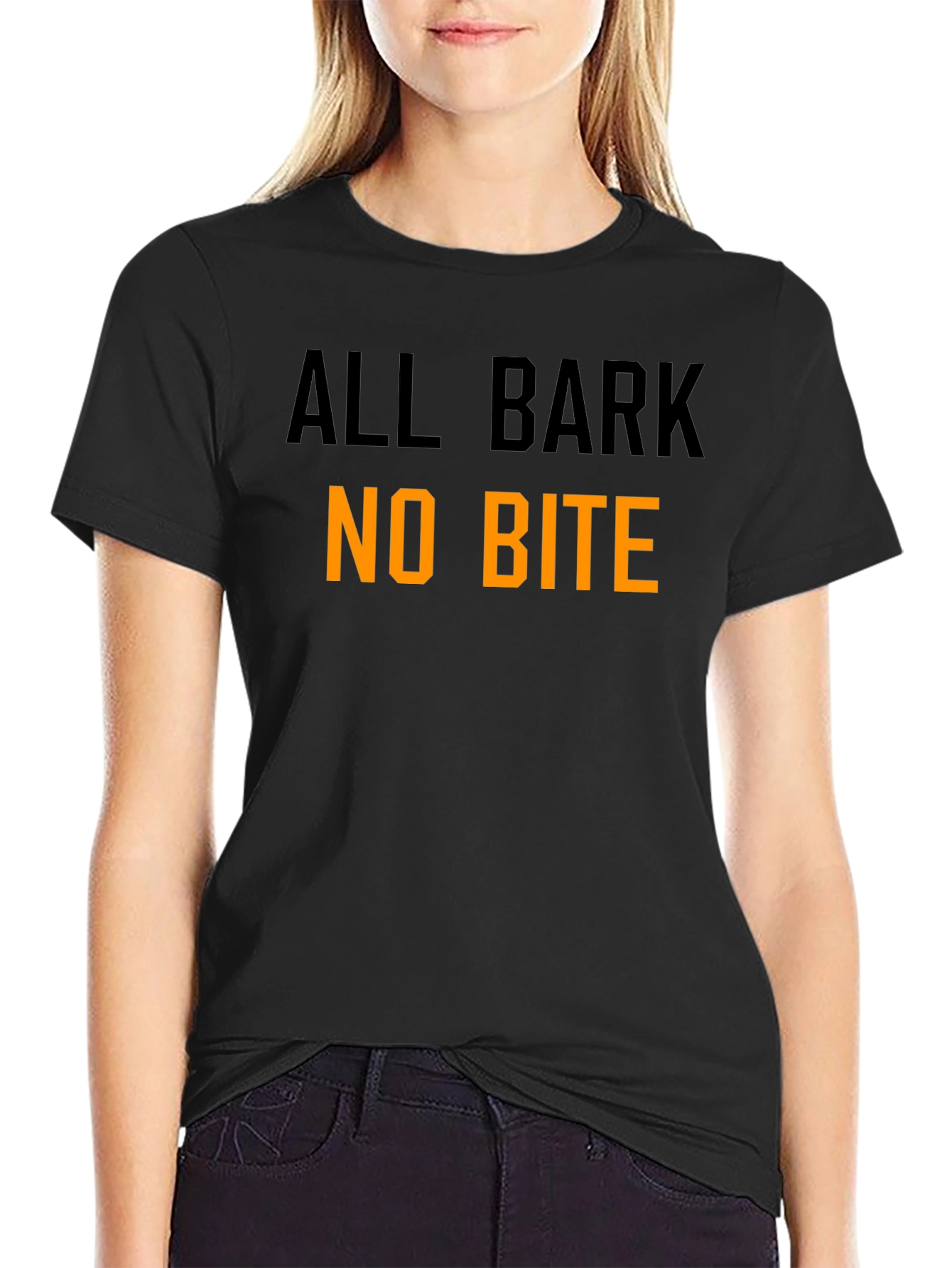 All Bark No Bite Graphic Tee - Black Cotton