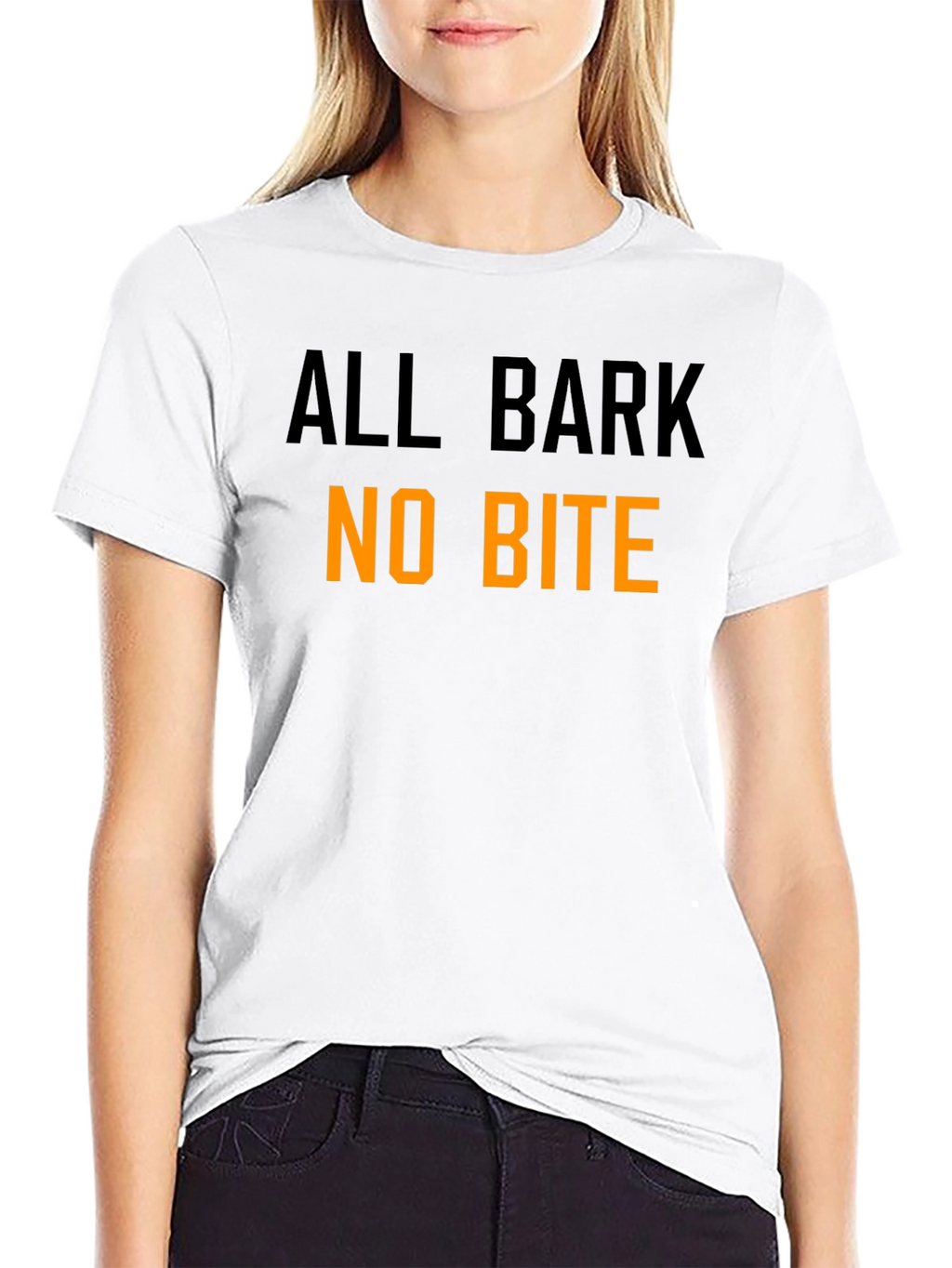 All Bark No Bite Graphic Tee - Black Cotton