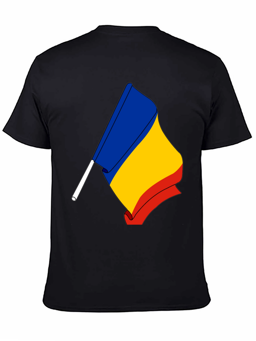 Romania Flag Graphic T-Shirt - Black