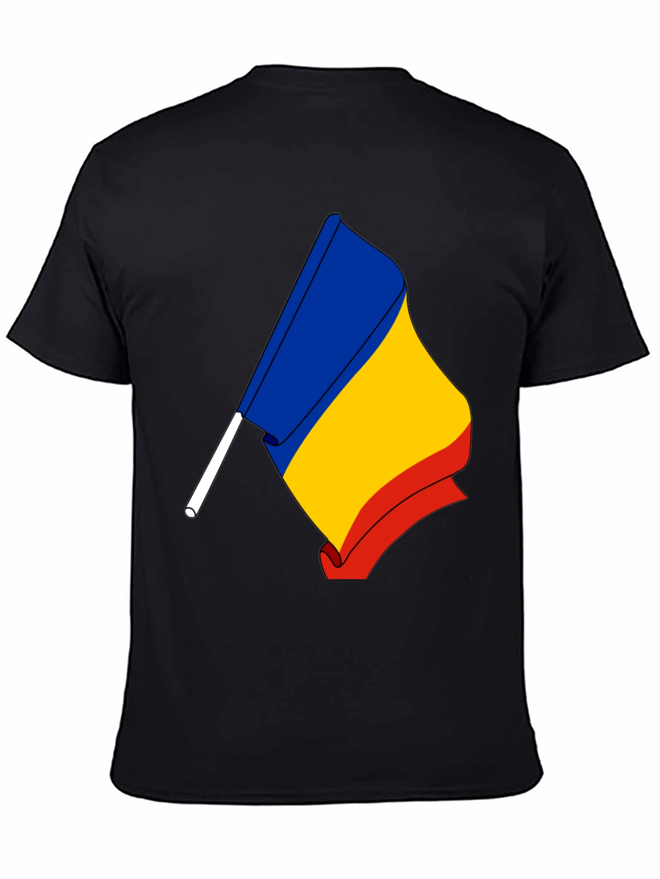 Romania Flag Graphic T-Shirt - Black