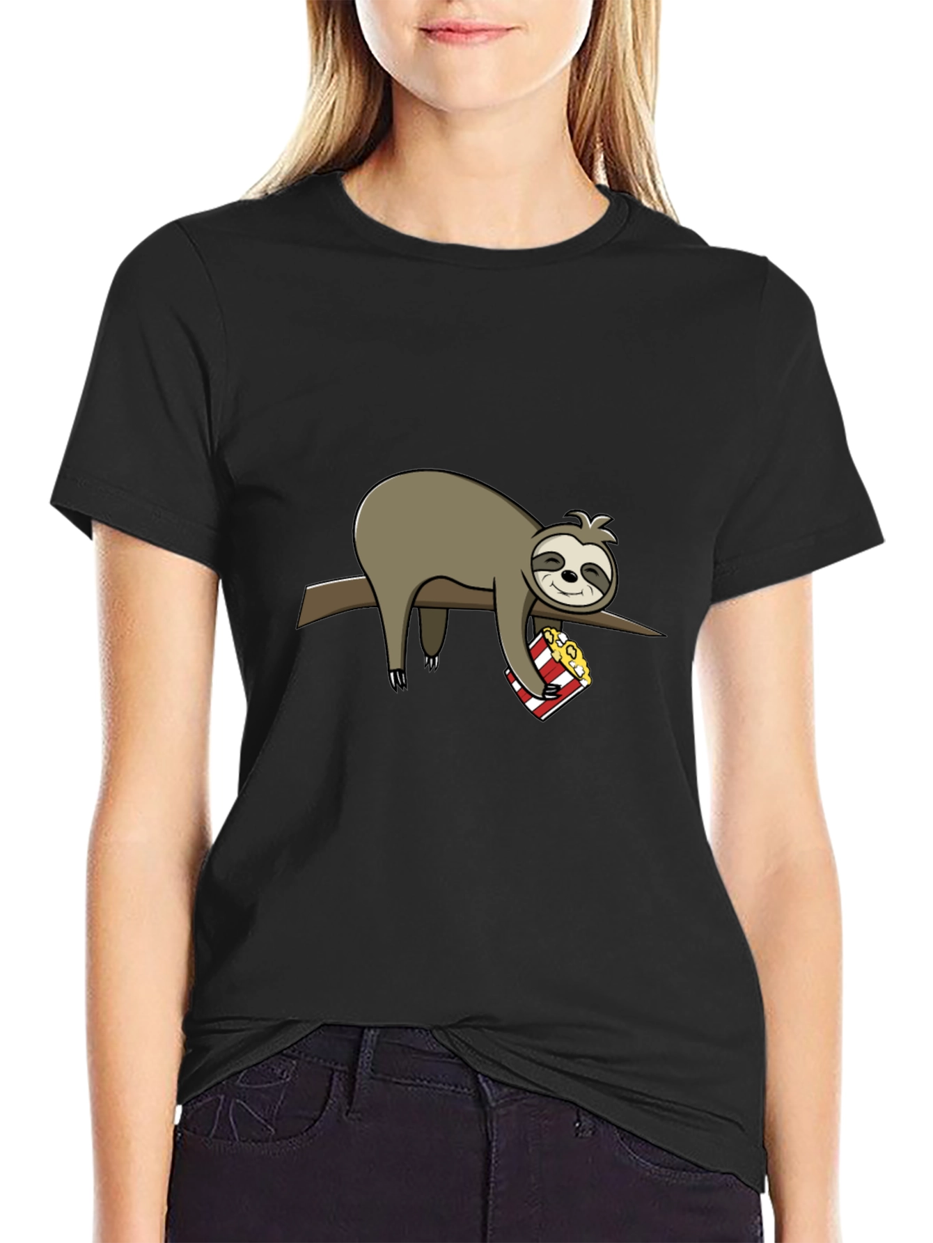 Sloth Popcorn T-Shirt: Lazy Movie Night Tee