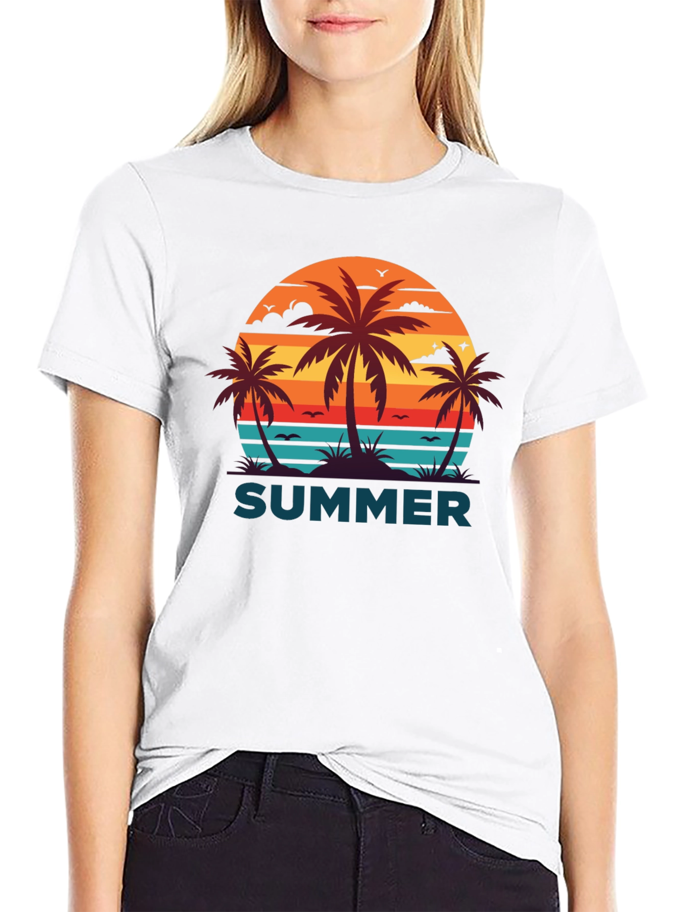 Retro Summer Palm Tree Graphic T-Shirt