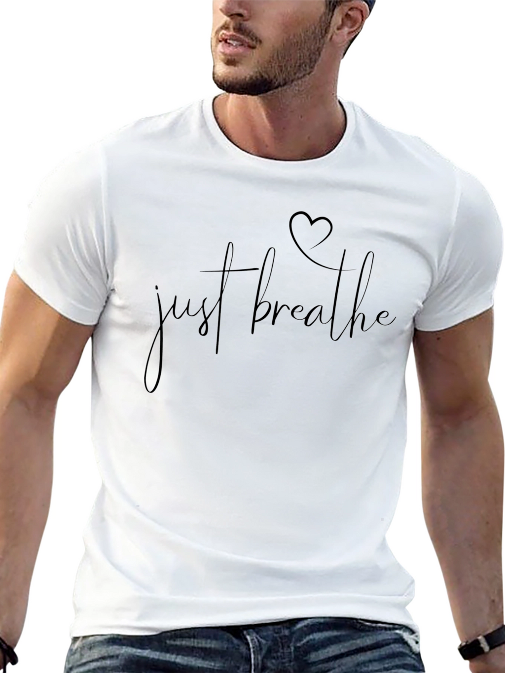Just Breathe T-Shirt - Heart Graphic Tee