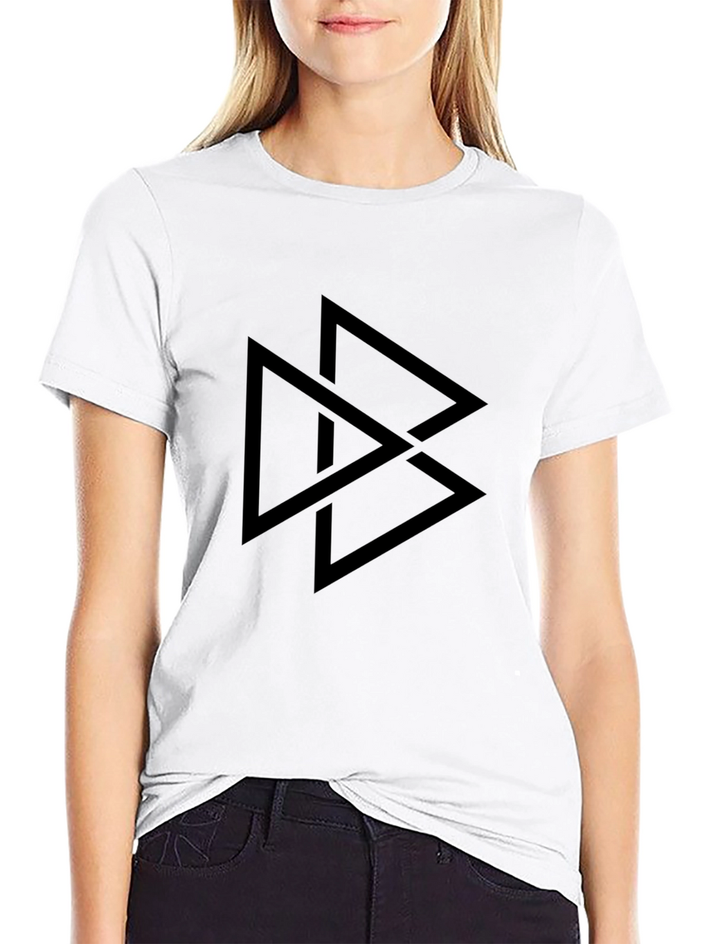 Geometric Triangle Graphic Tee - Black Casual T-Shirt