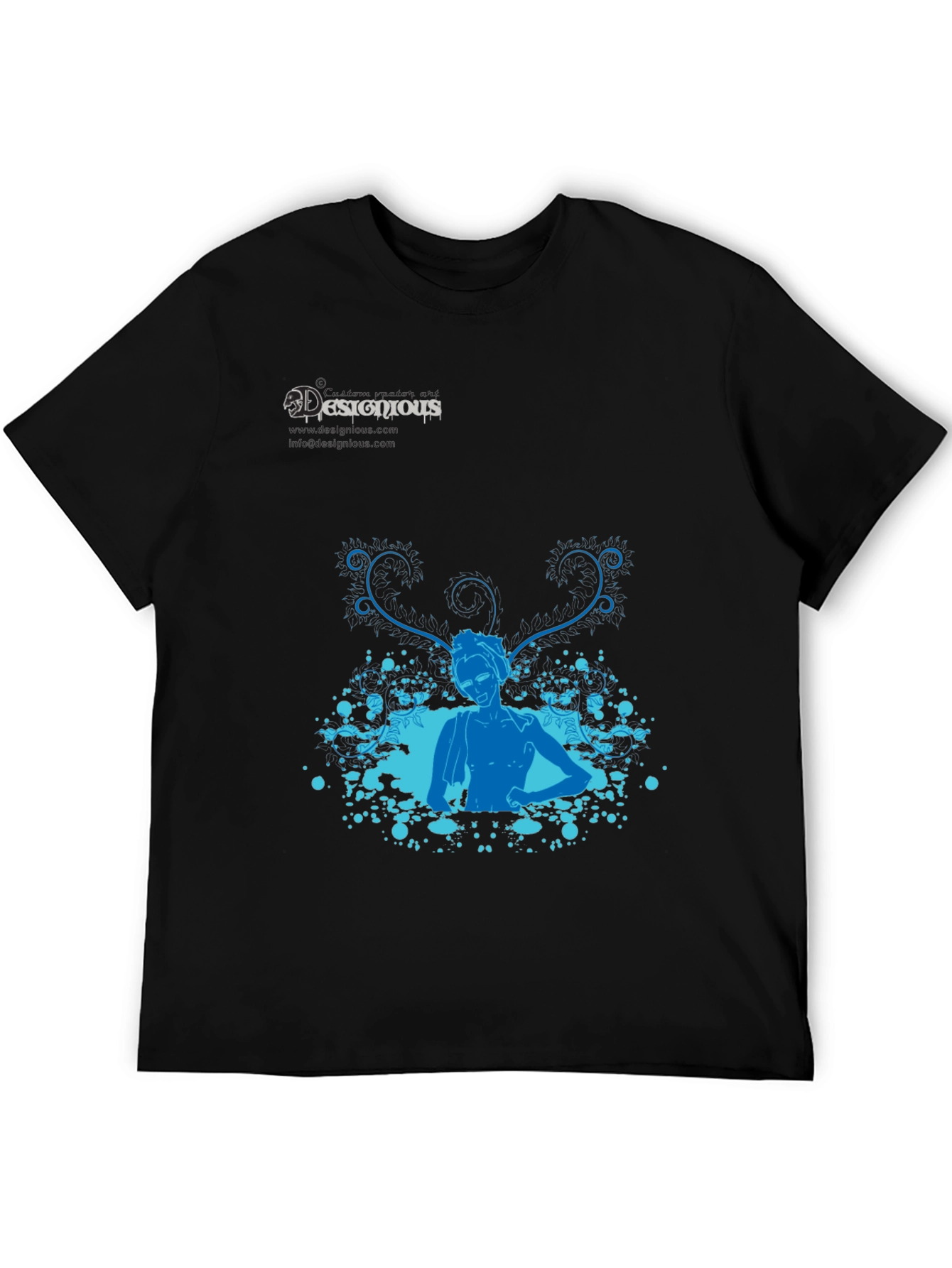 Stylish Black T-Shirt with Blue Design