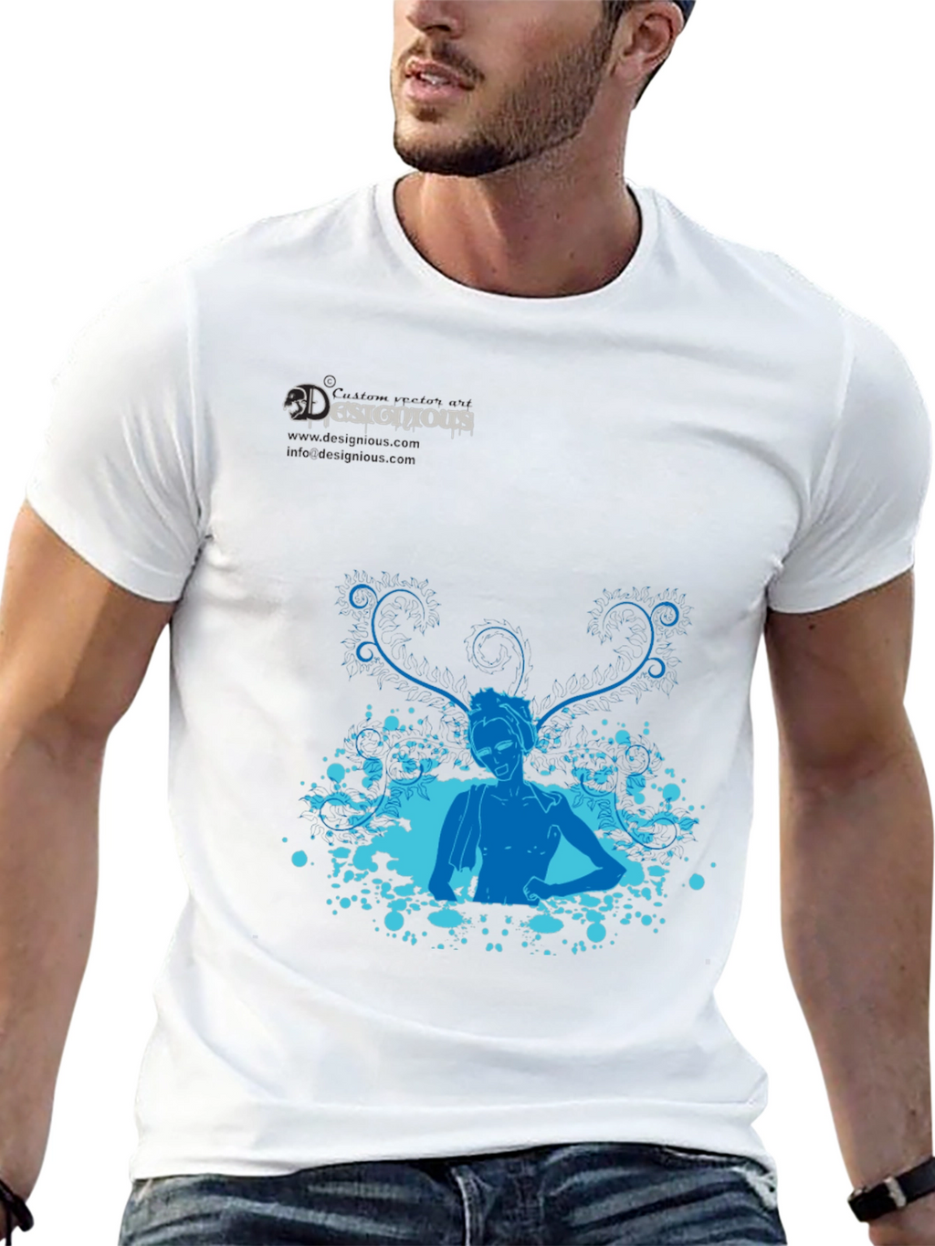 Stylish Black T-Shirt with Blue Design