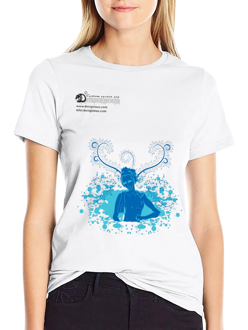 Stylish Black T-Shirt with Blue Design