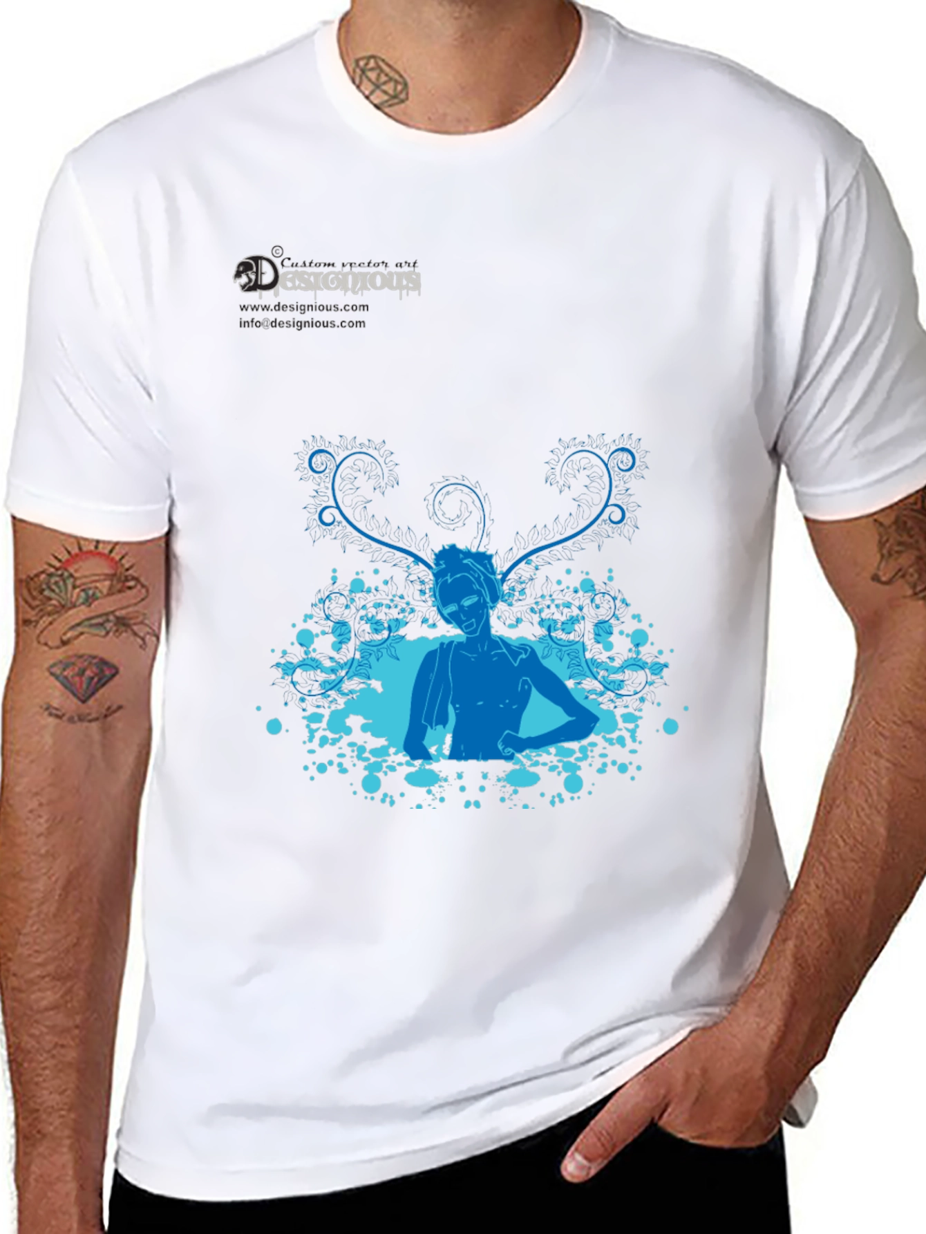 Stylish Black T-Shirt with Blue Design