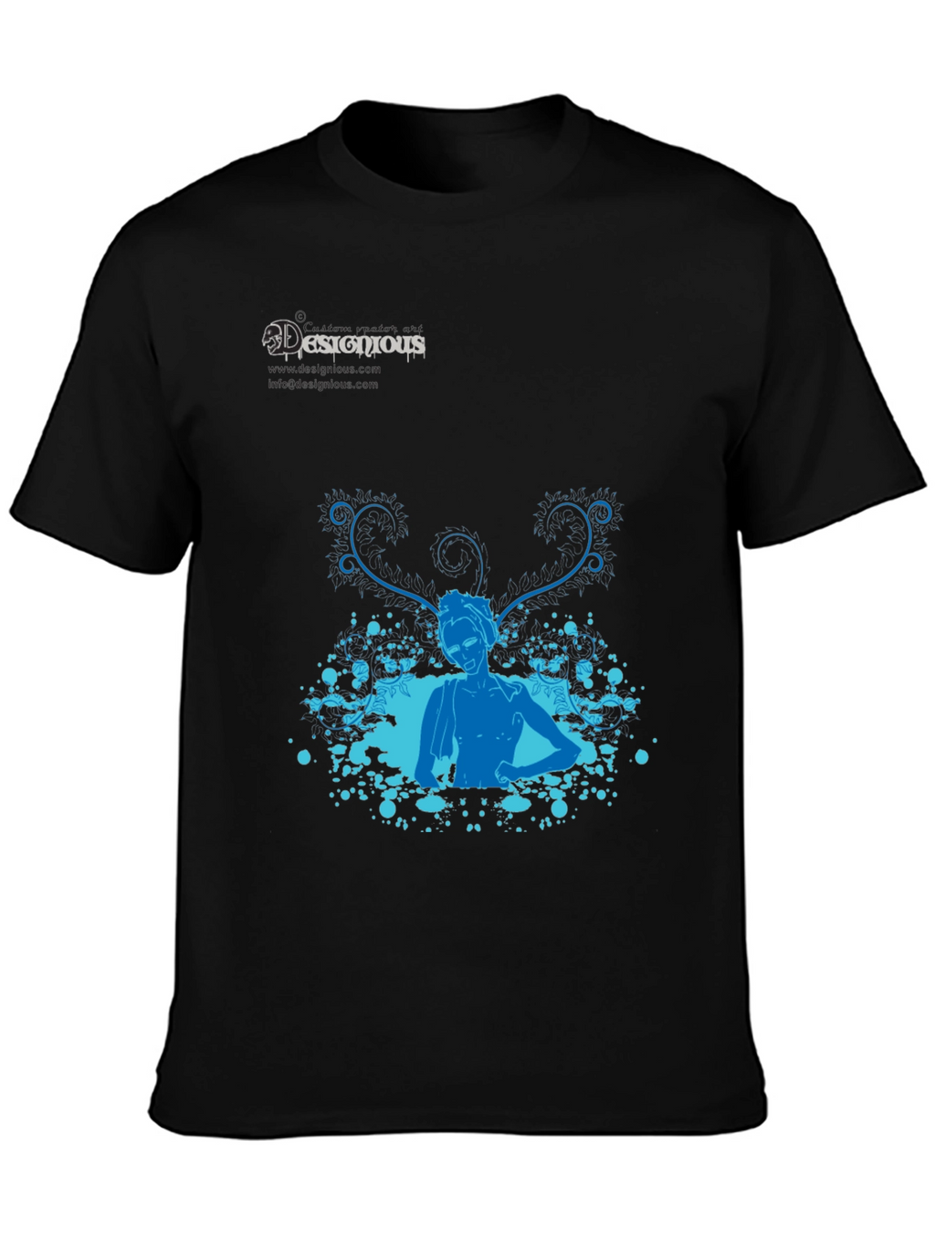 Stylish Black T-Shirt with Blue Design