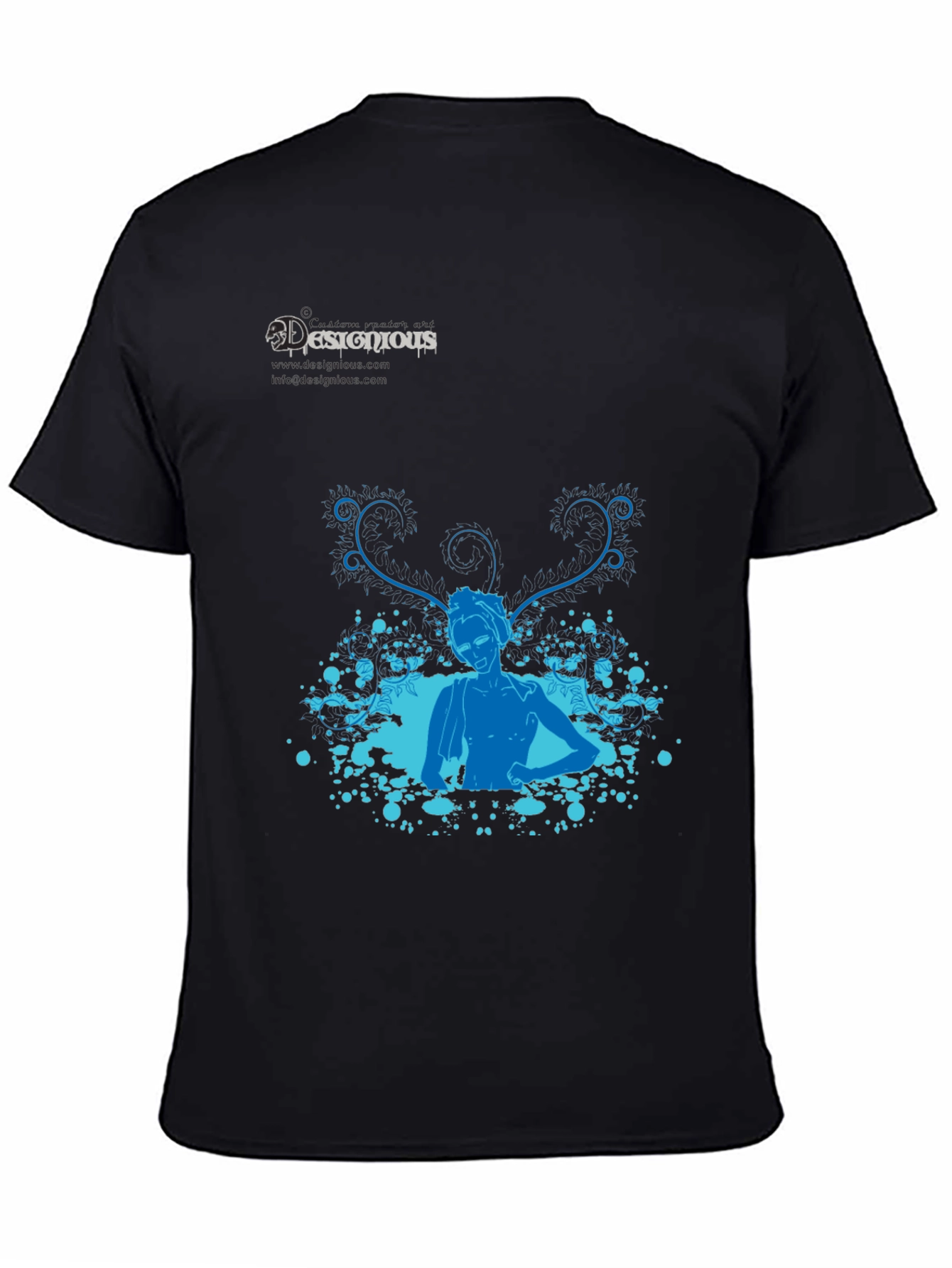 Stylish Black T-Shirt with Blue Design