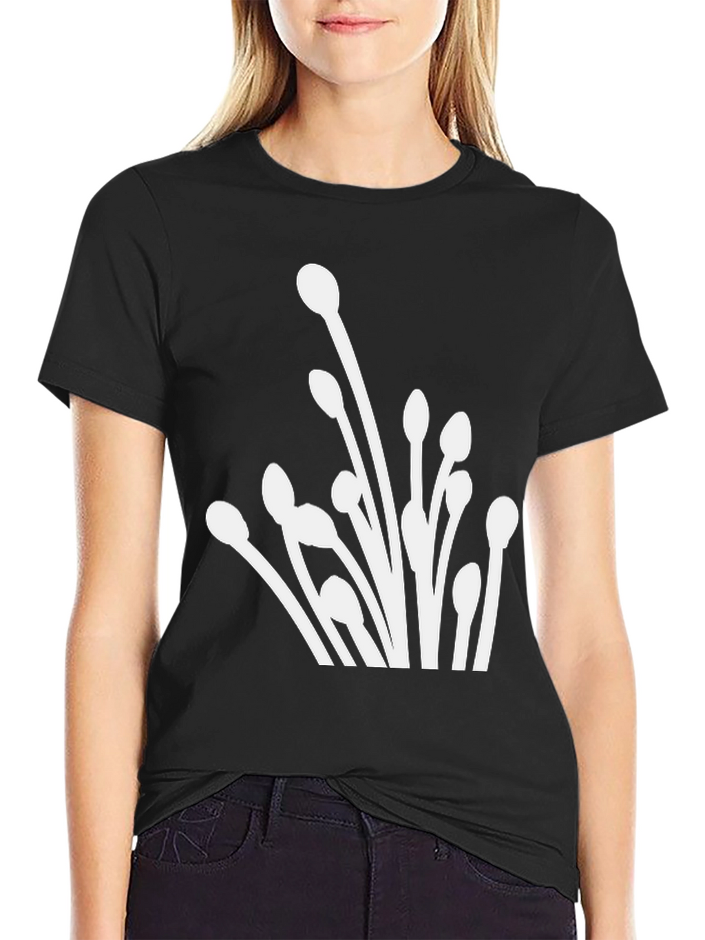 Abstract Floral Graphic Tee - Modern Black T-Shirt