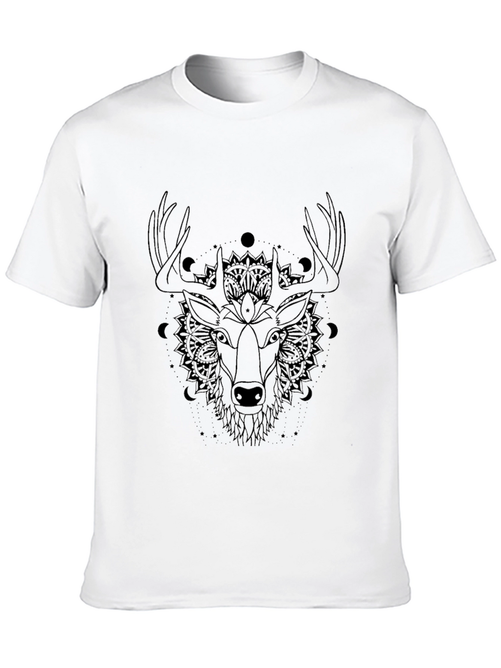 Mystic Deer Graphic Tee - Black Cotton