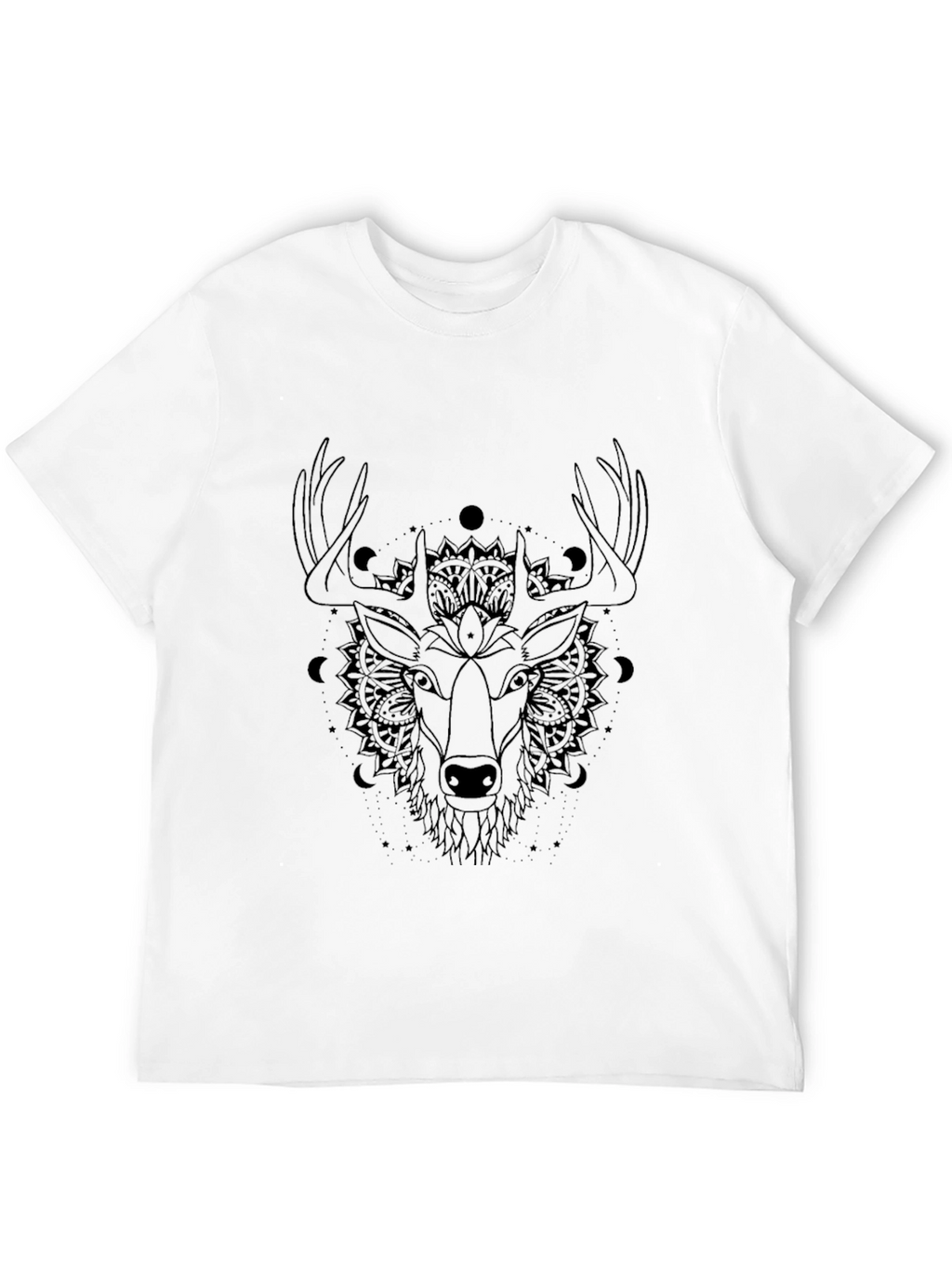 Mystic Deer Graphic Tee - Black Cotton